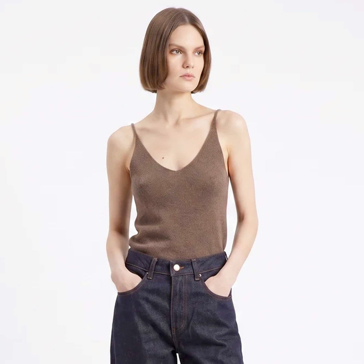 Top Alella in Maglia Marrone Leggera per Donna by ARTLOVE
