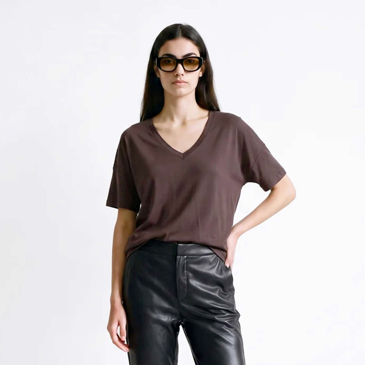 T-shirt Maraura Marrone in Tencel per Donna by ARTLOVE
