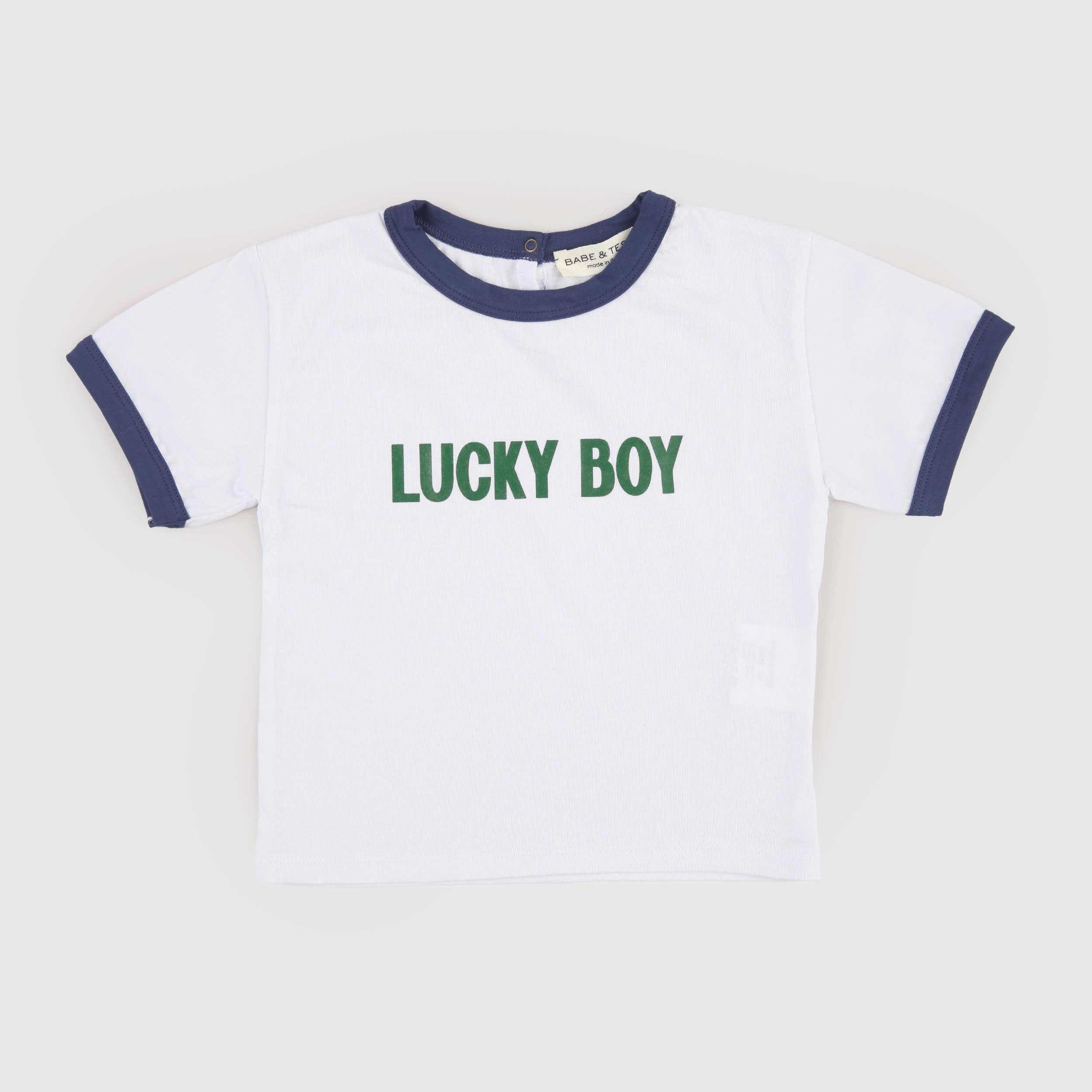 T-shirt Bianca con Collo Bordato Firmata BABE AND TESS