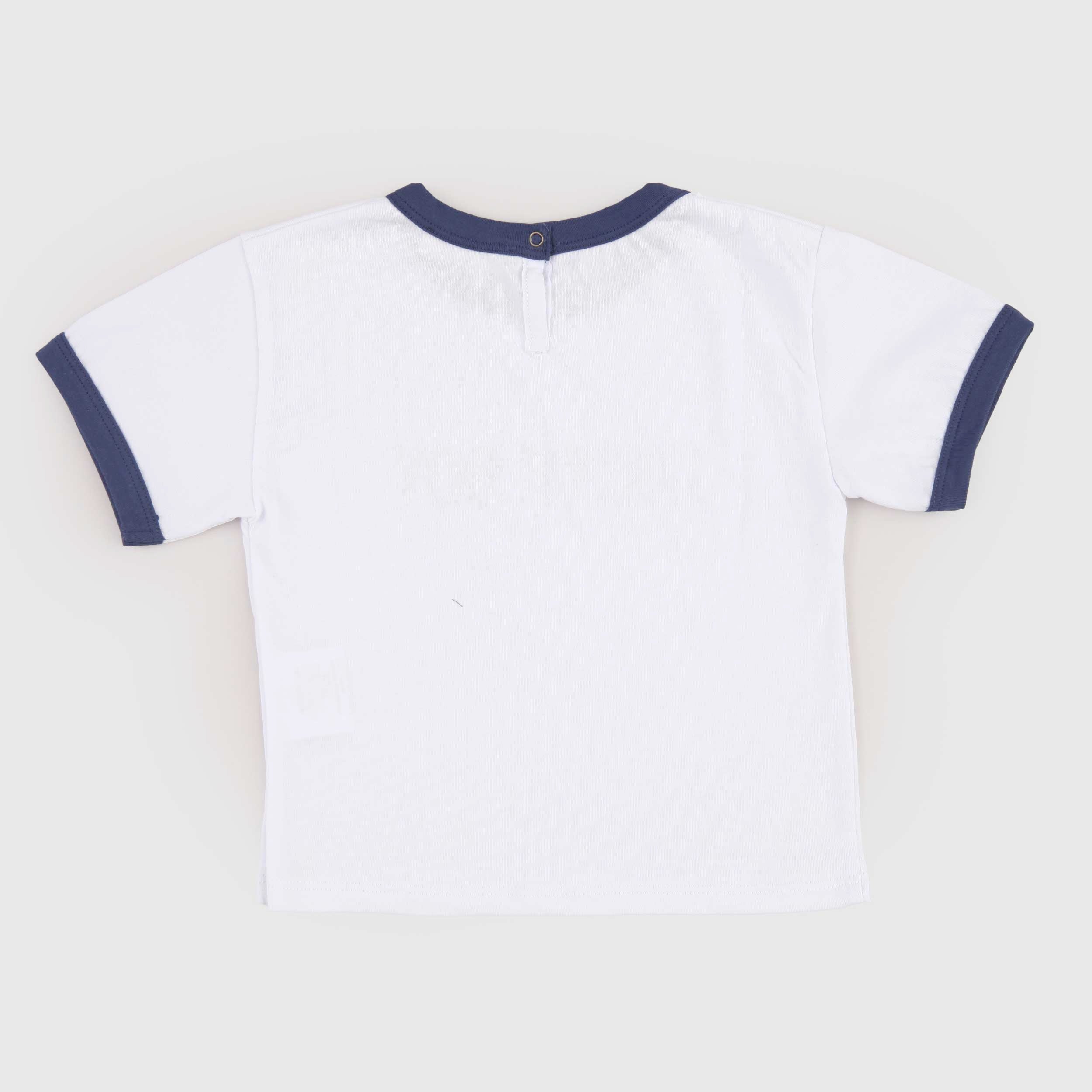 T-shirt Bianca con Collo Bordato Firmata BABE AND TESS