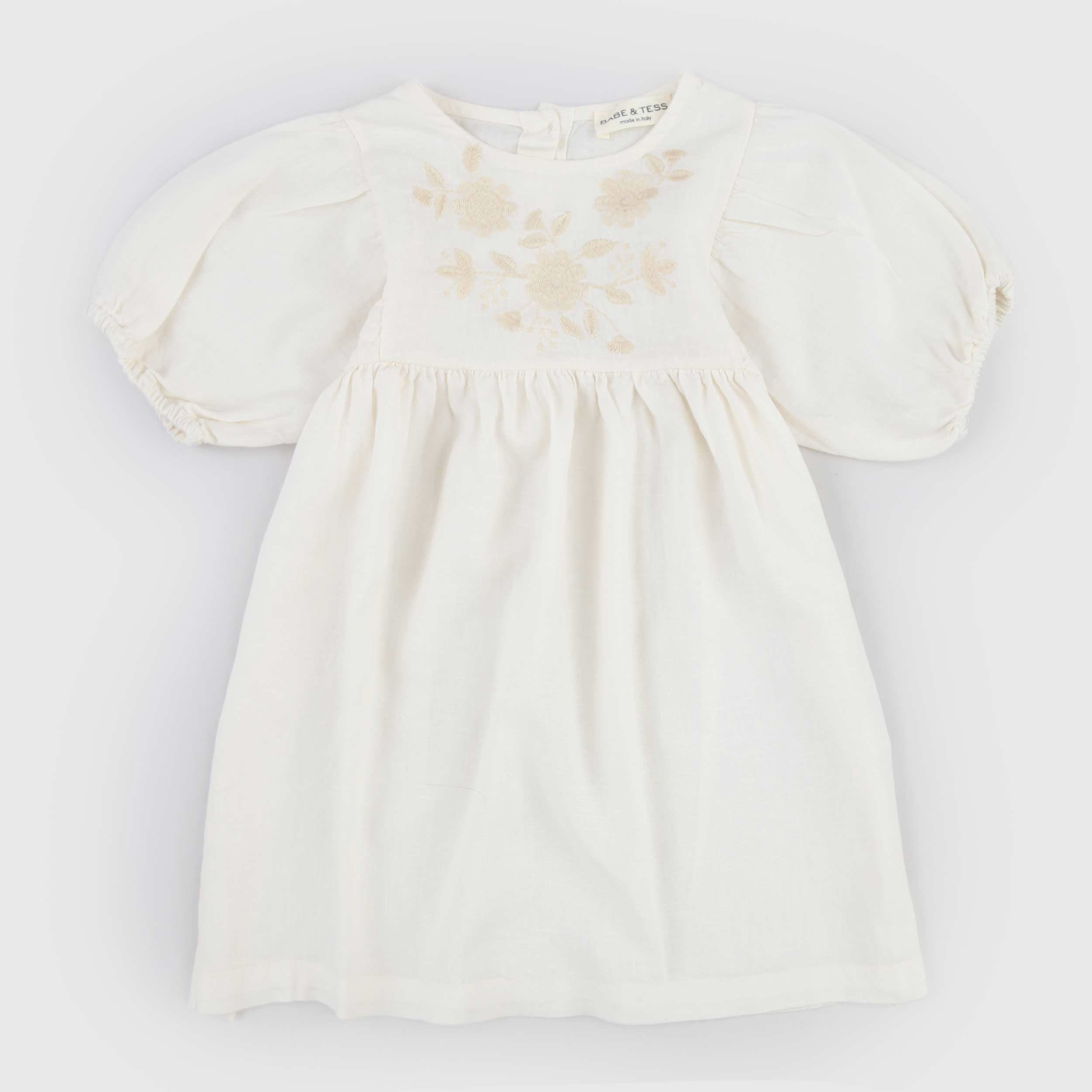 Abito Beige con Ricamo Floreale Firmato BABE AND TESS