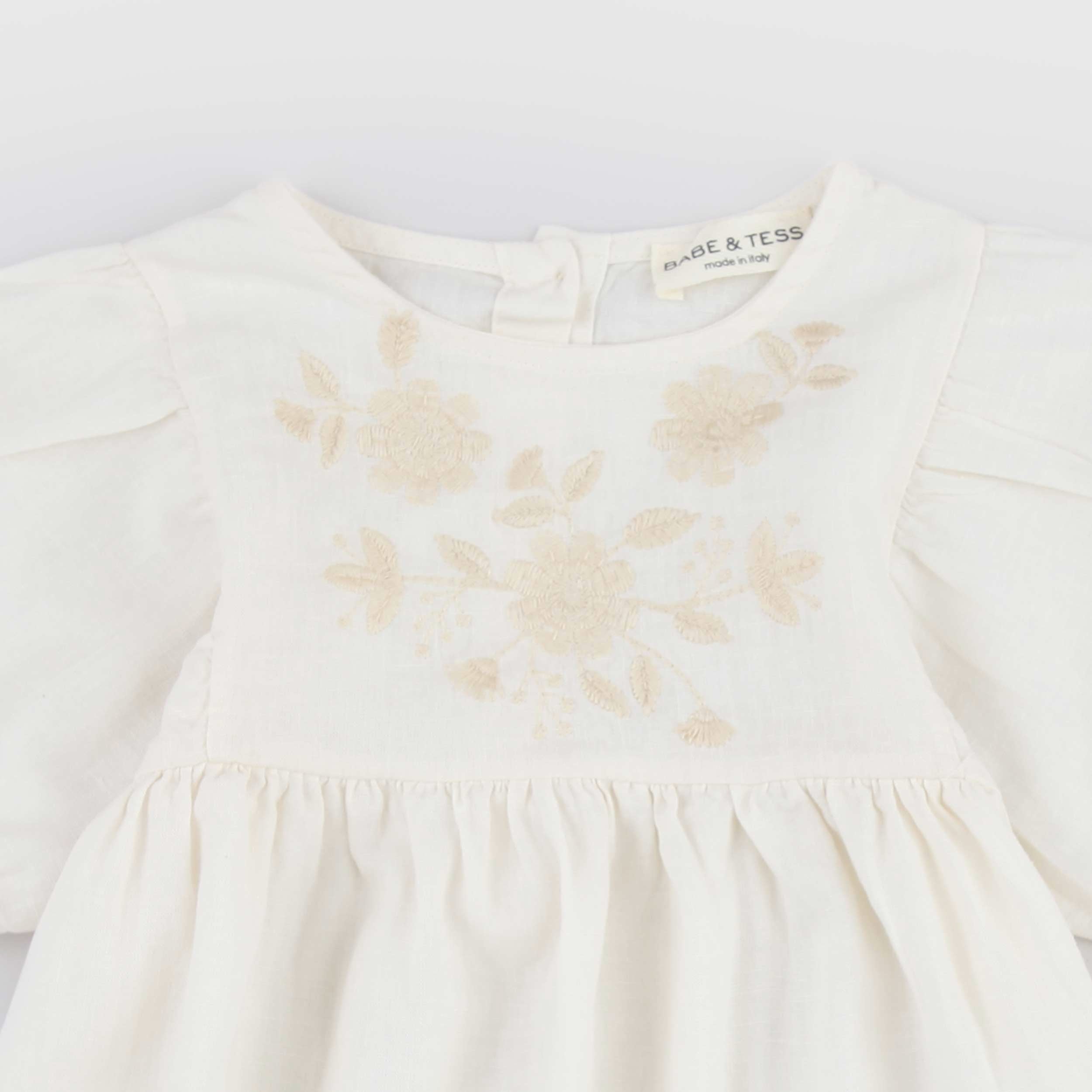 Abito Beige con Ricamo Floreale Firmato BABE AND TESS
