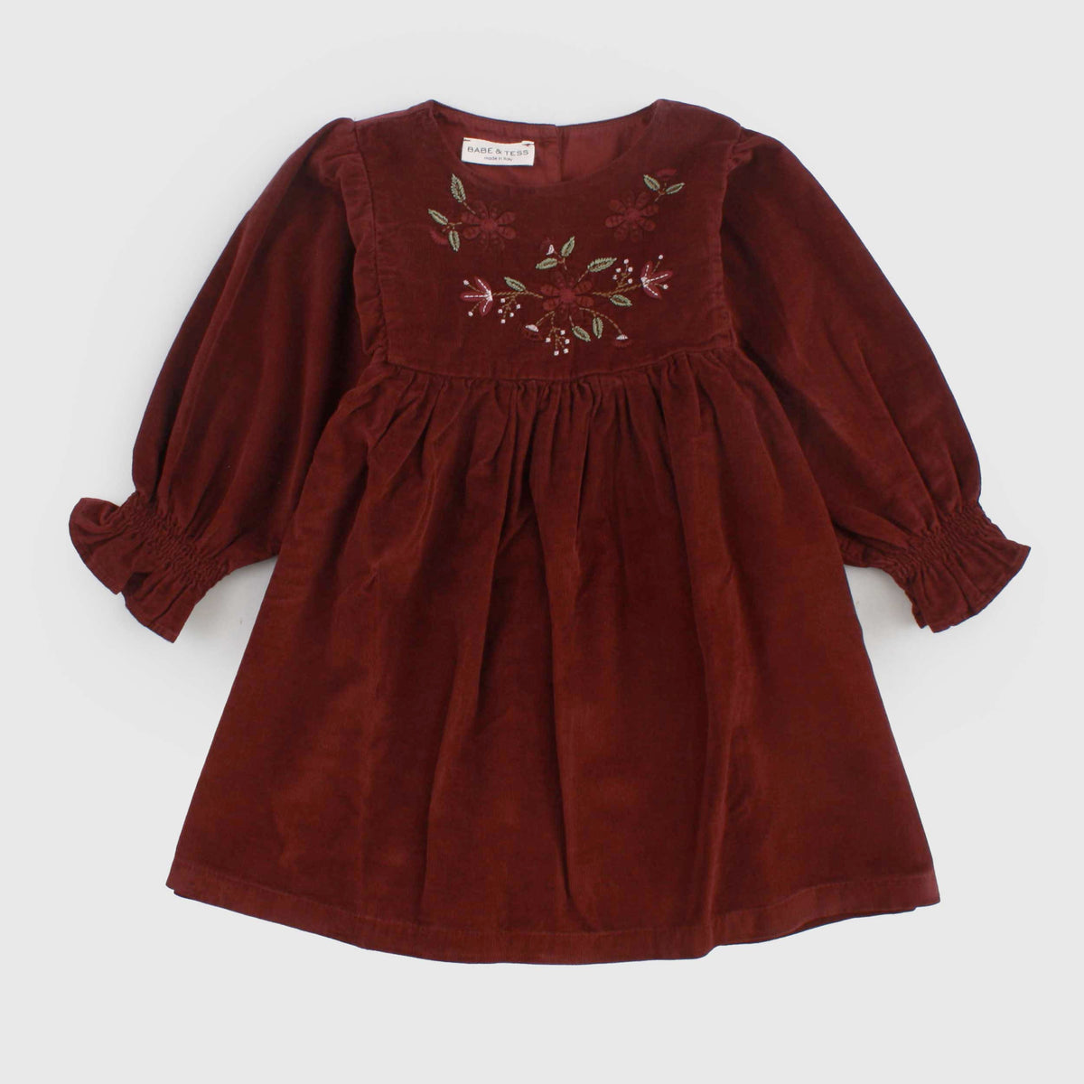 Abito Bordeaux in Velluto a Coste per Bambina by BABE AND TESS