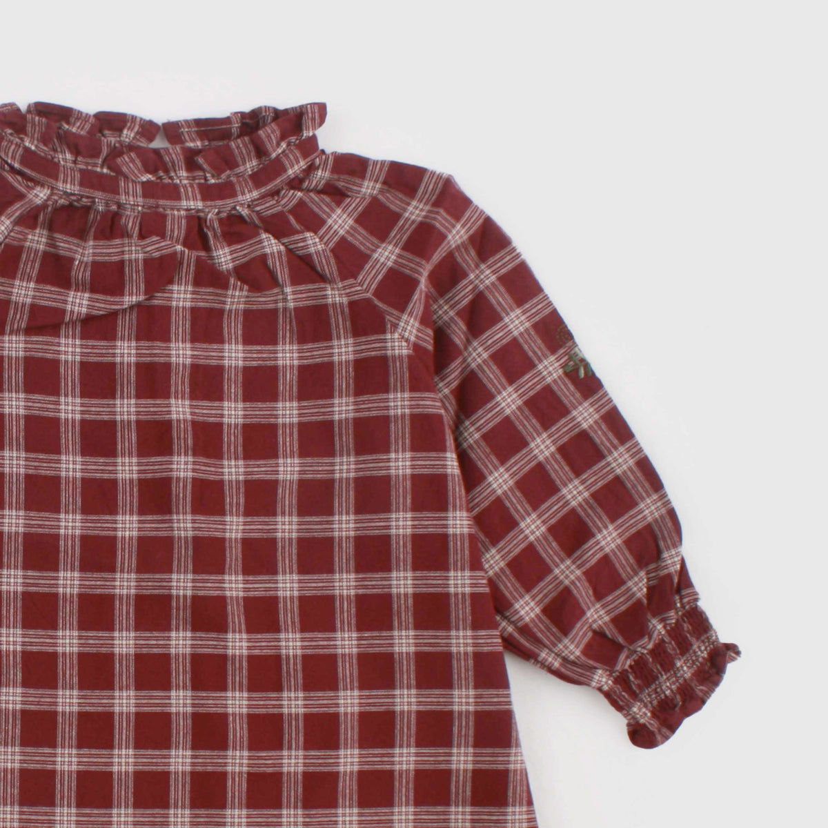 Abito Bordeaux Stampa a Quadri per Neonata by BABE AND TESS