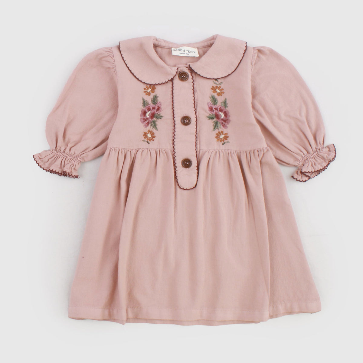 Abito Rosa Antico con Colletto per Neonata by BABE AND TESS