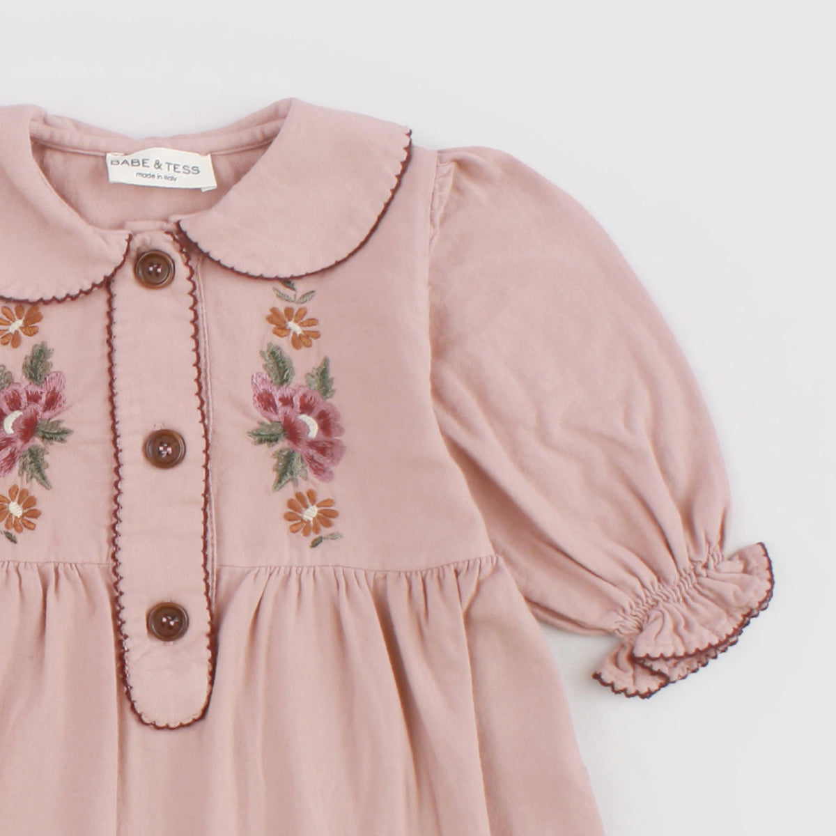 Abito Rosa Antico con Colletto per Neonata by BABE AND TESS