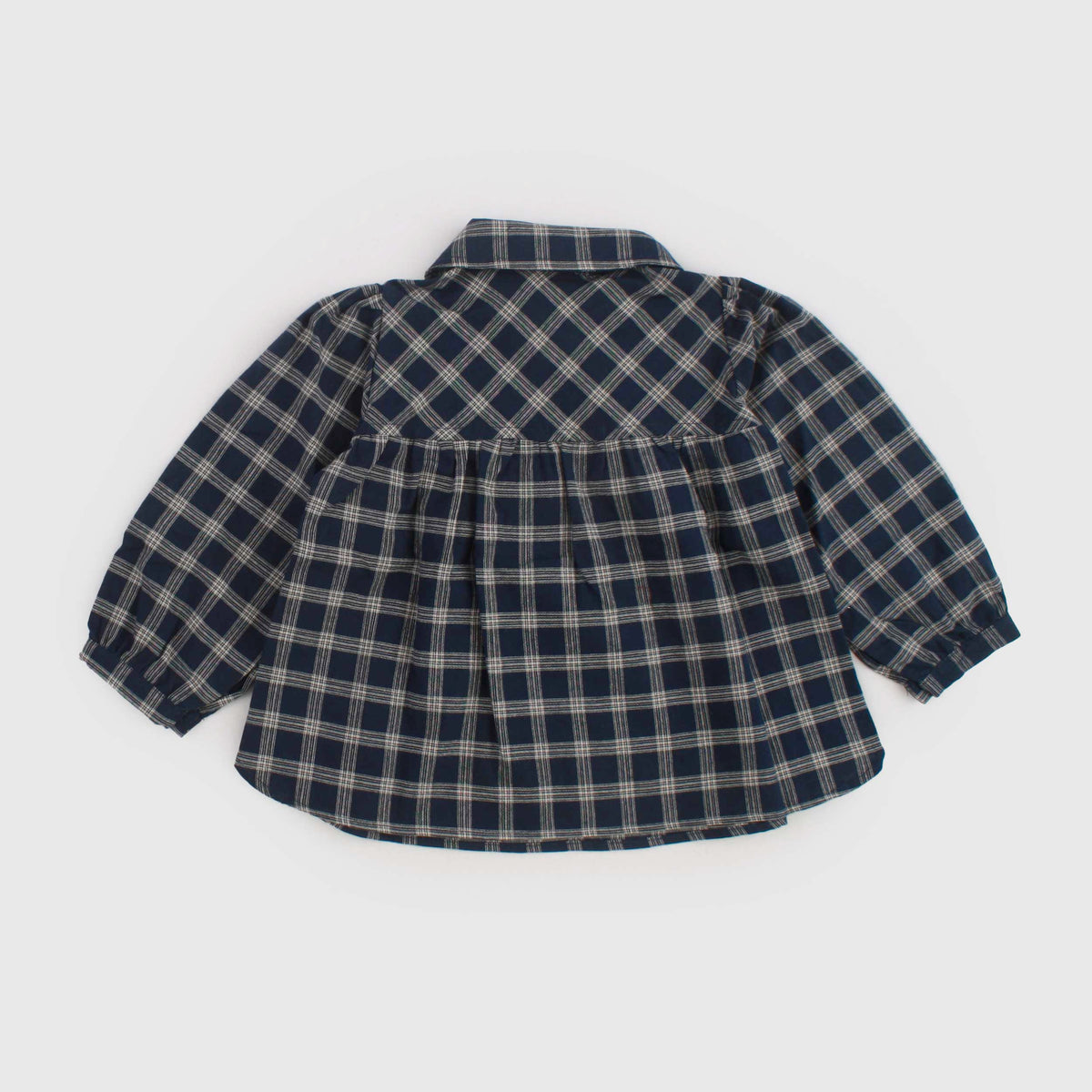 Blue Check Blouse and Cream for Girls by BABE AND TESS