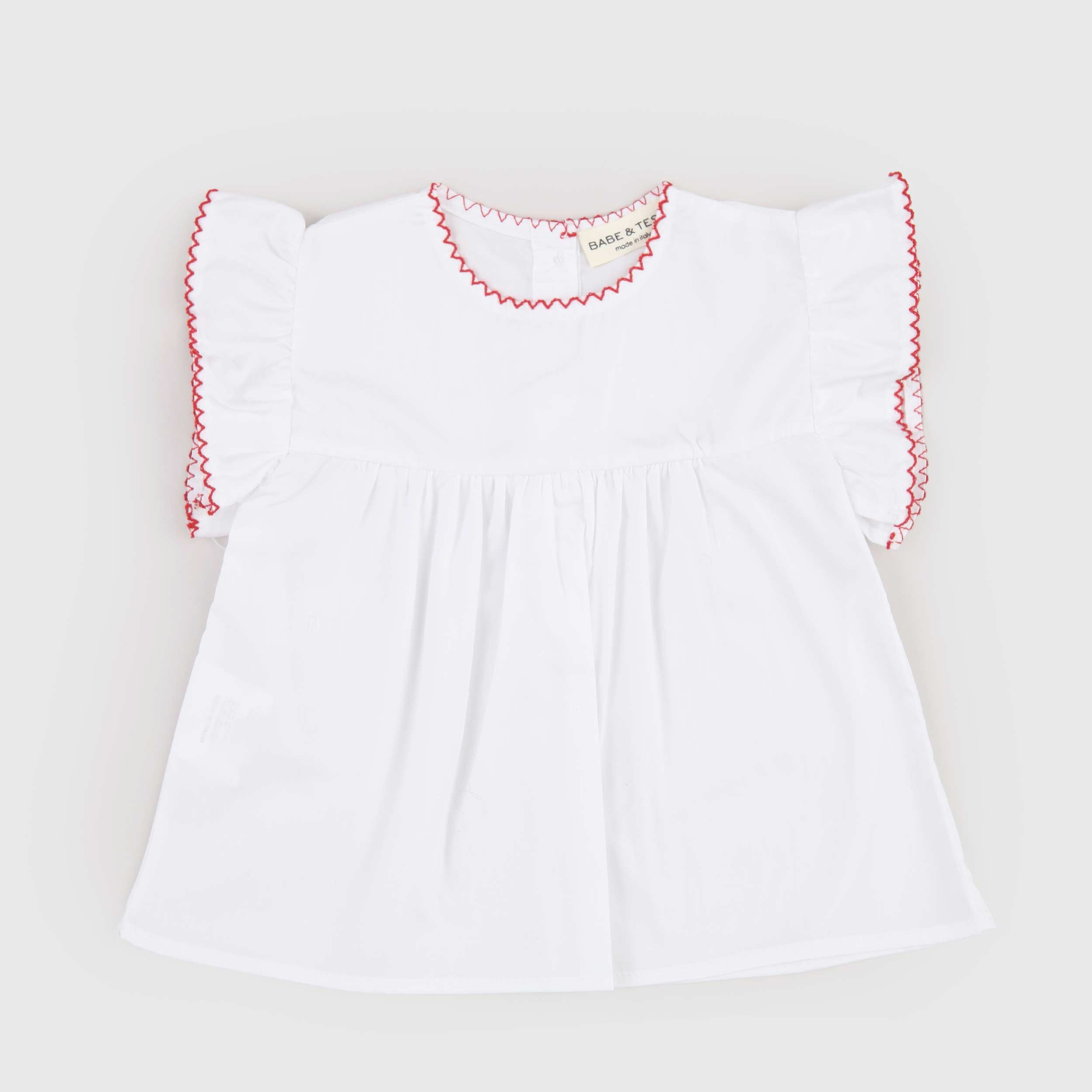 Camicia Bianca in Contrasto Rosso Firmata BABE AND TESS