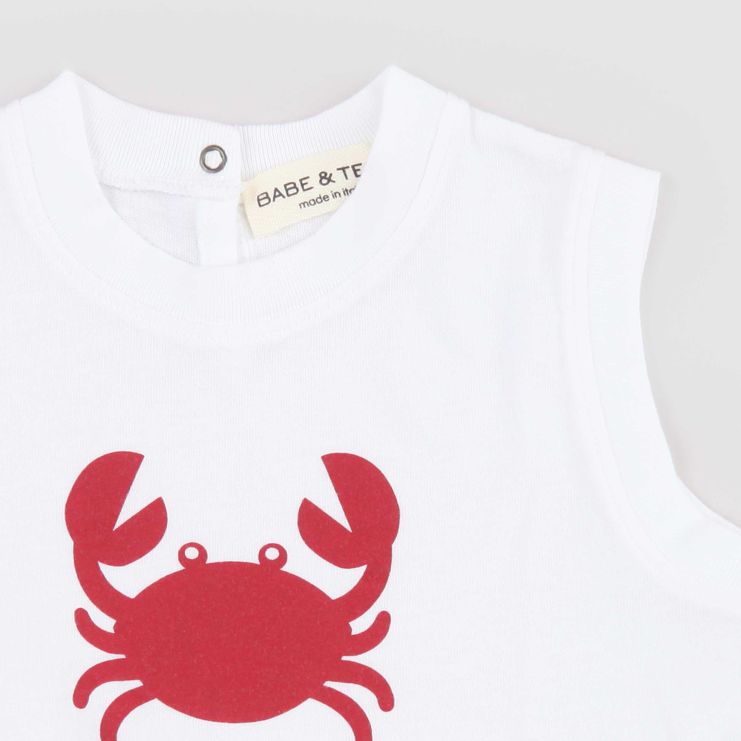 Canottiera Bianca con Stampa Rossa Firmata BABE AND TESS