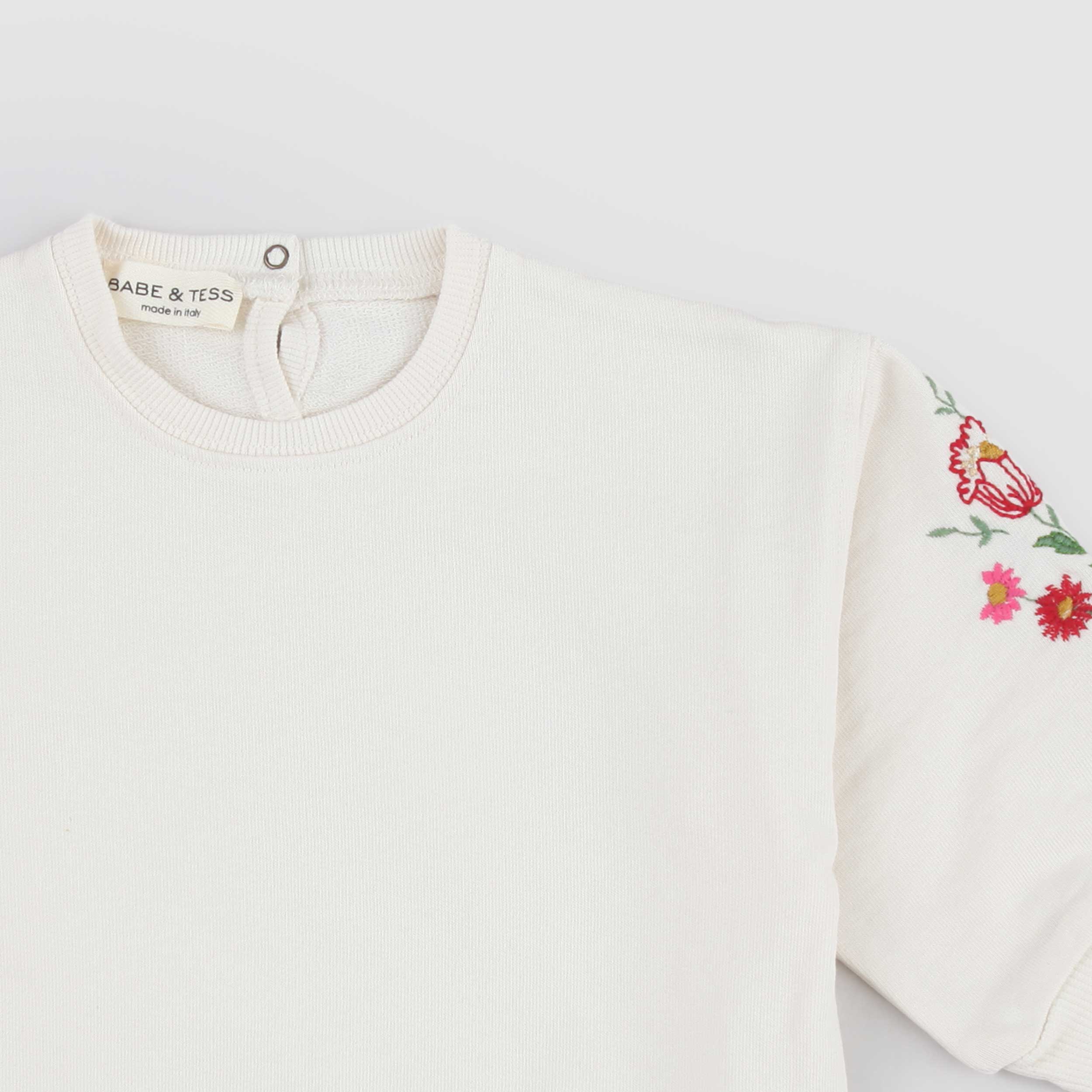 Beige Sweatshirt with Floral Embroidery by BABE AND TESS