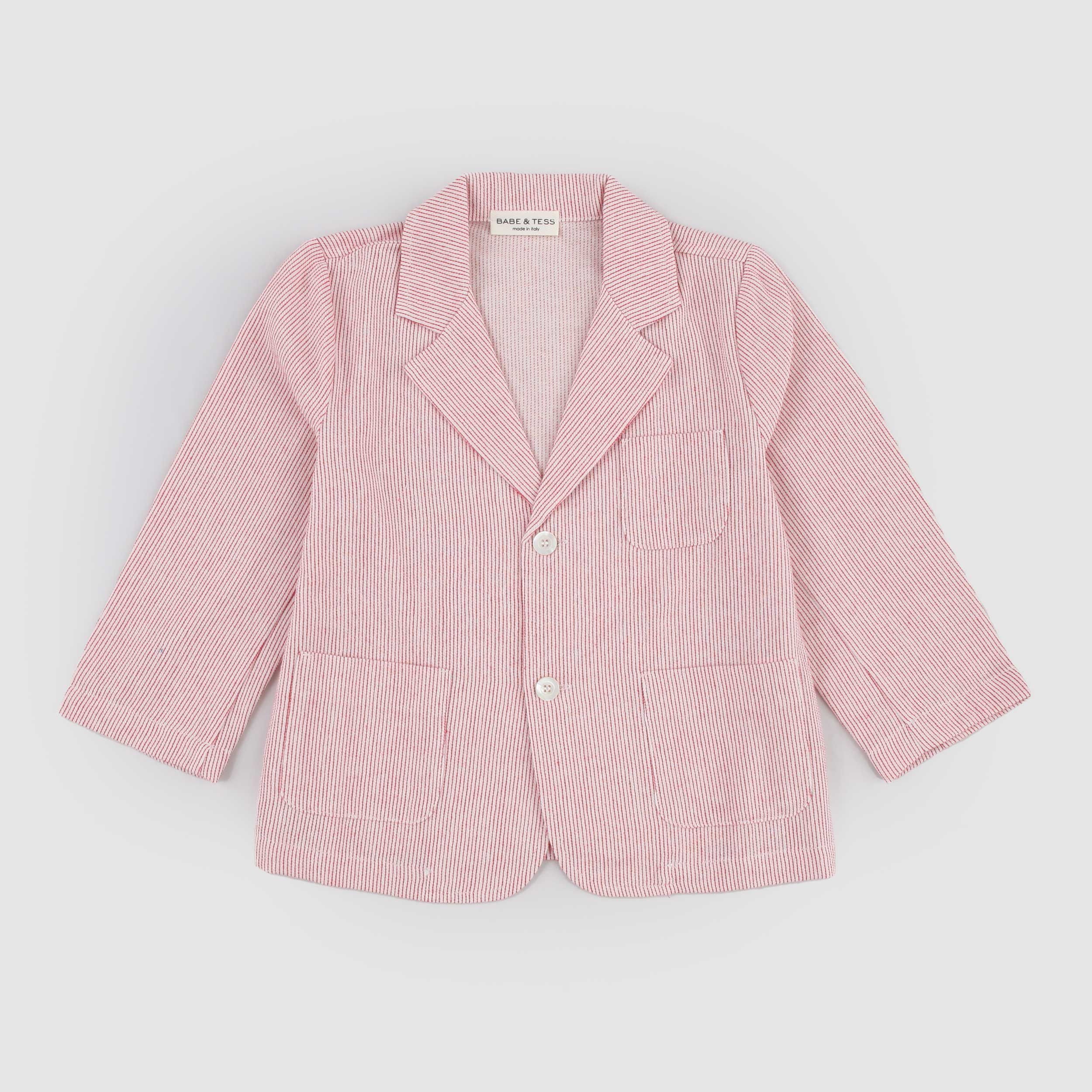 Giacca a Righe Bianche e Rosse Firmata BABE AND TESS