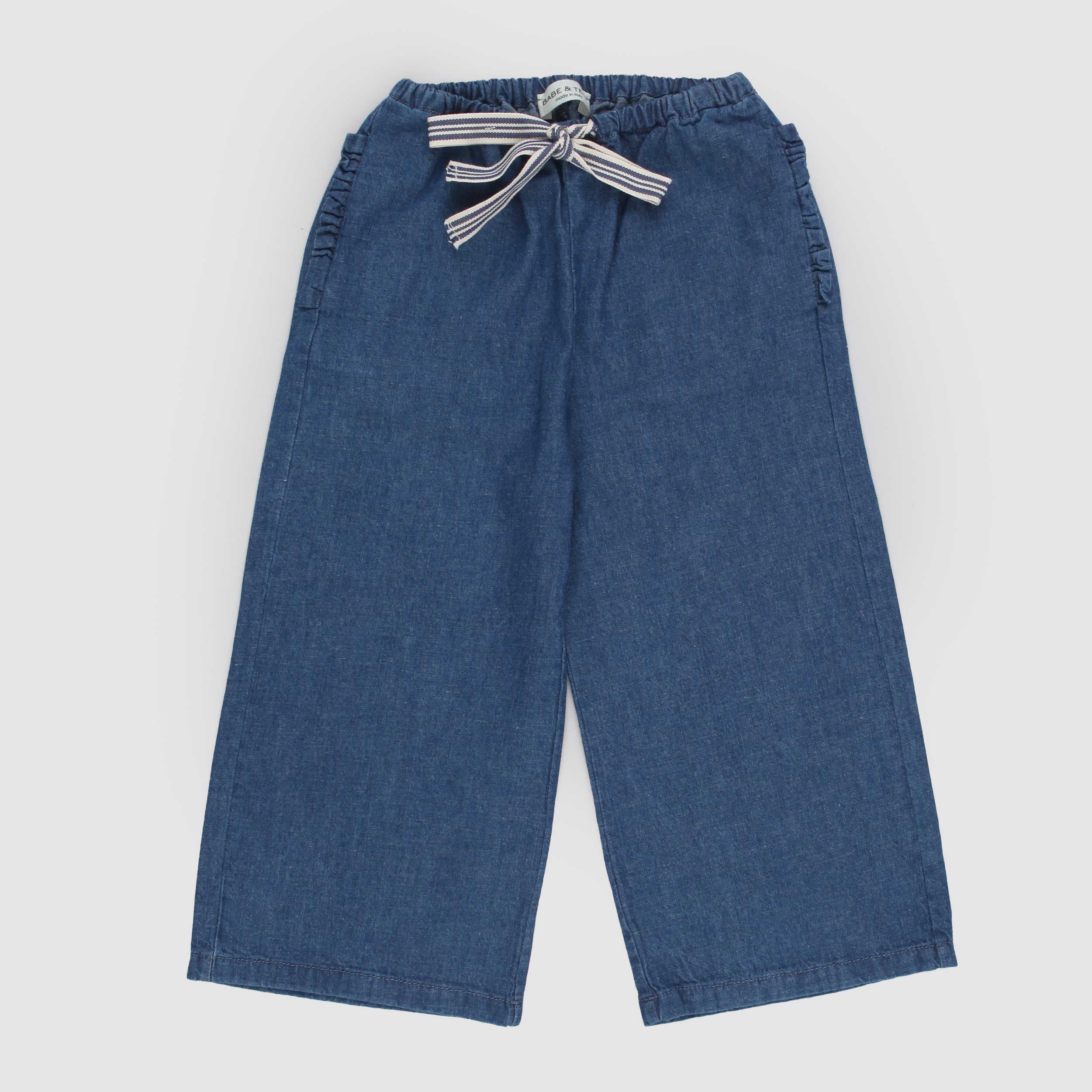 Pantaloni Blu con Piccolo Fiocco Firmato BABE AND TESS