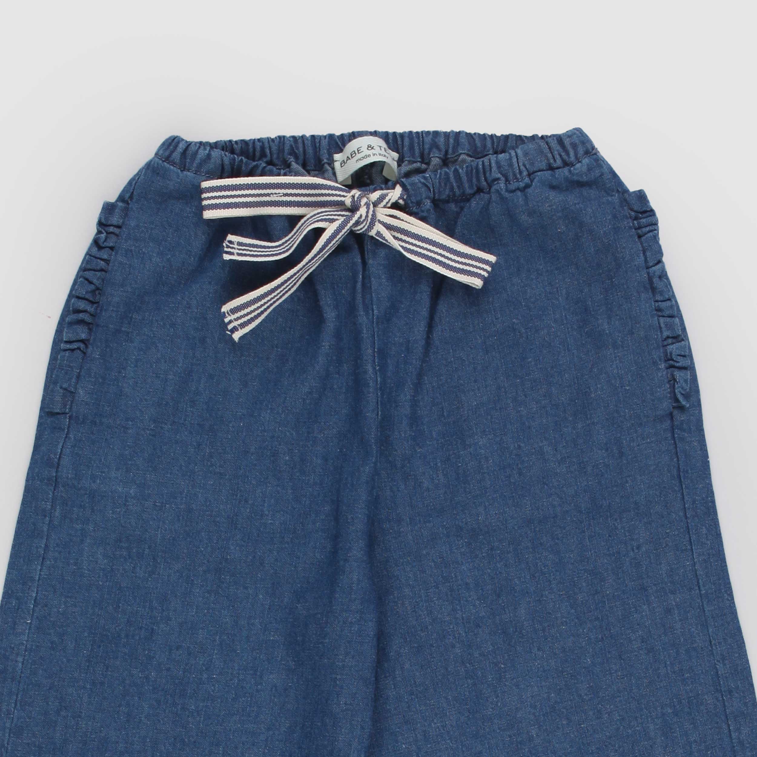 Pantaloni Blu con Piccolo Fiocco Firmato BABE AND TESS