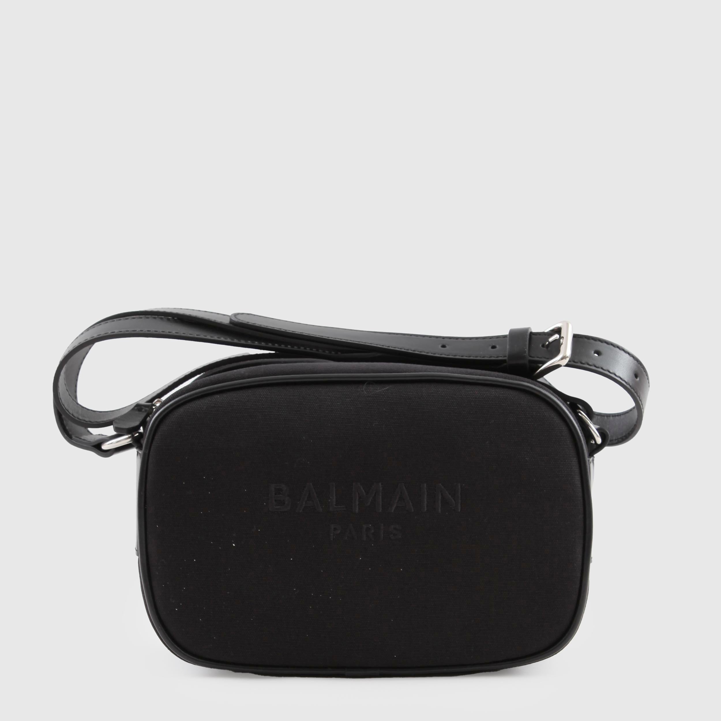 Black Bag with Logo and Shoulder Strap for Girl By BALMAIN