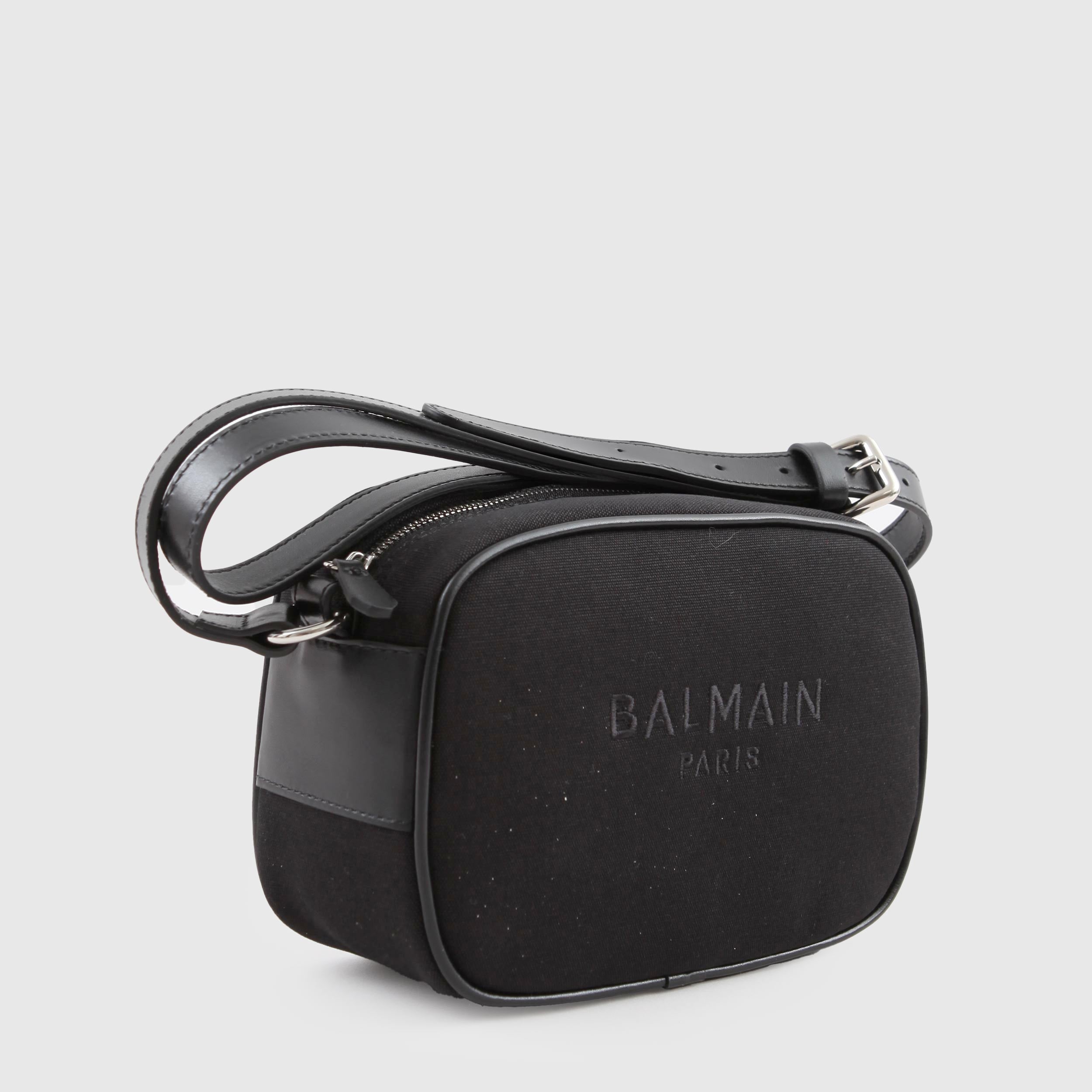 Black Bag with Logo and Shoulder Strap for Girl By BALMAIN