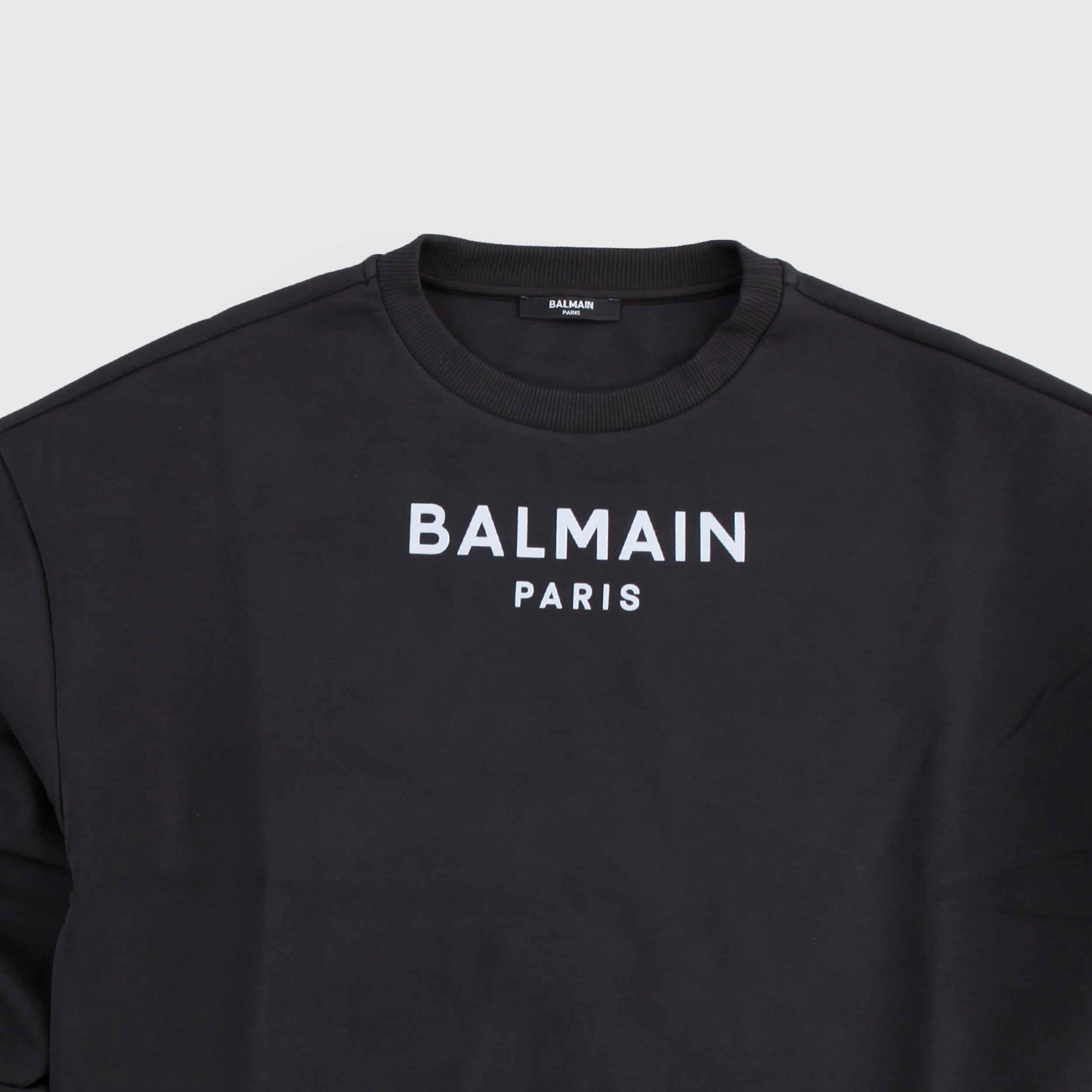 Anthracite Crew Neck Sweatshirt for Girl Signed BALMAIN