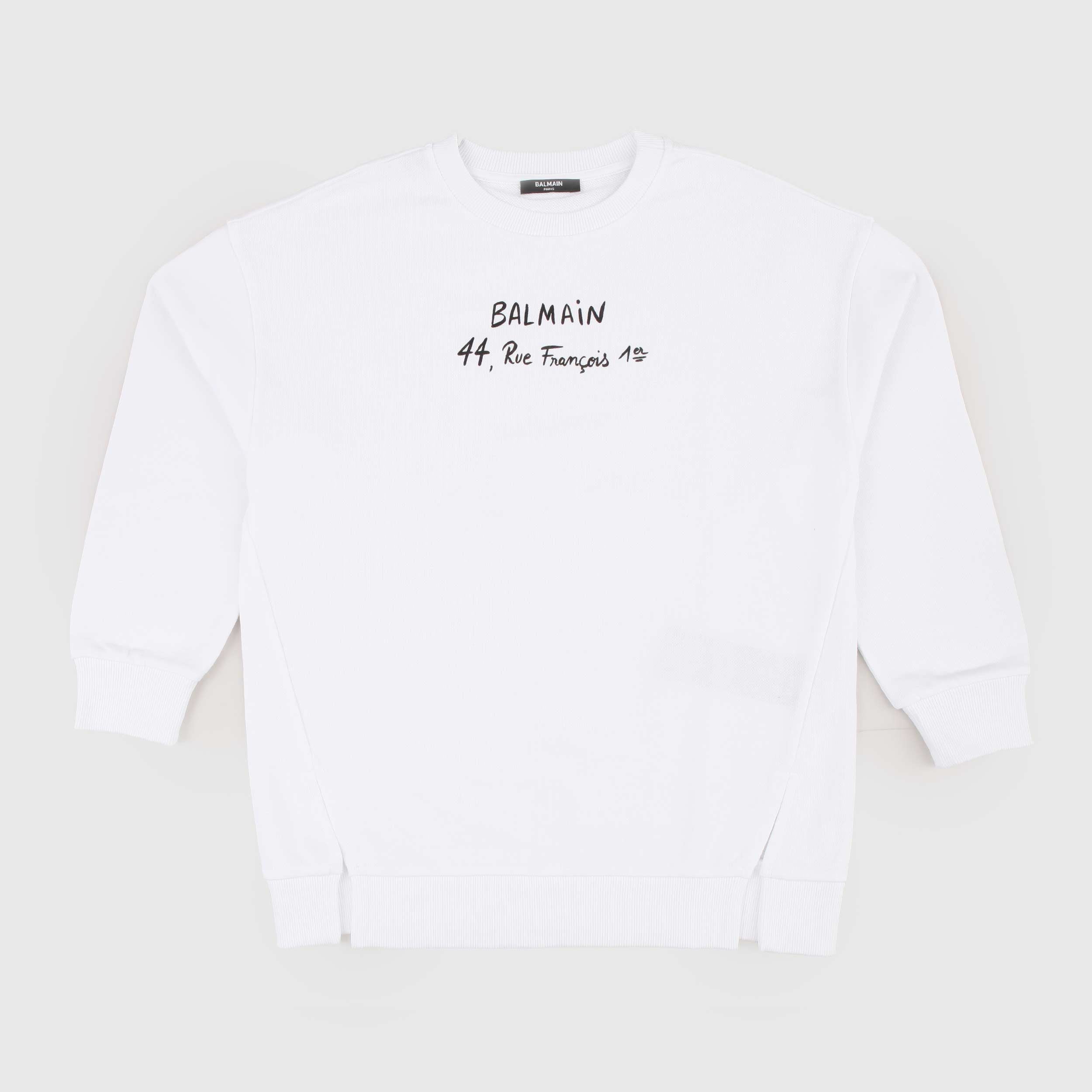 Felpa Bianca con Logo in Contrasto Firmata BALMAIN