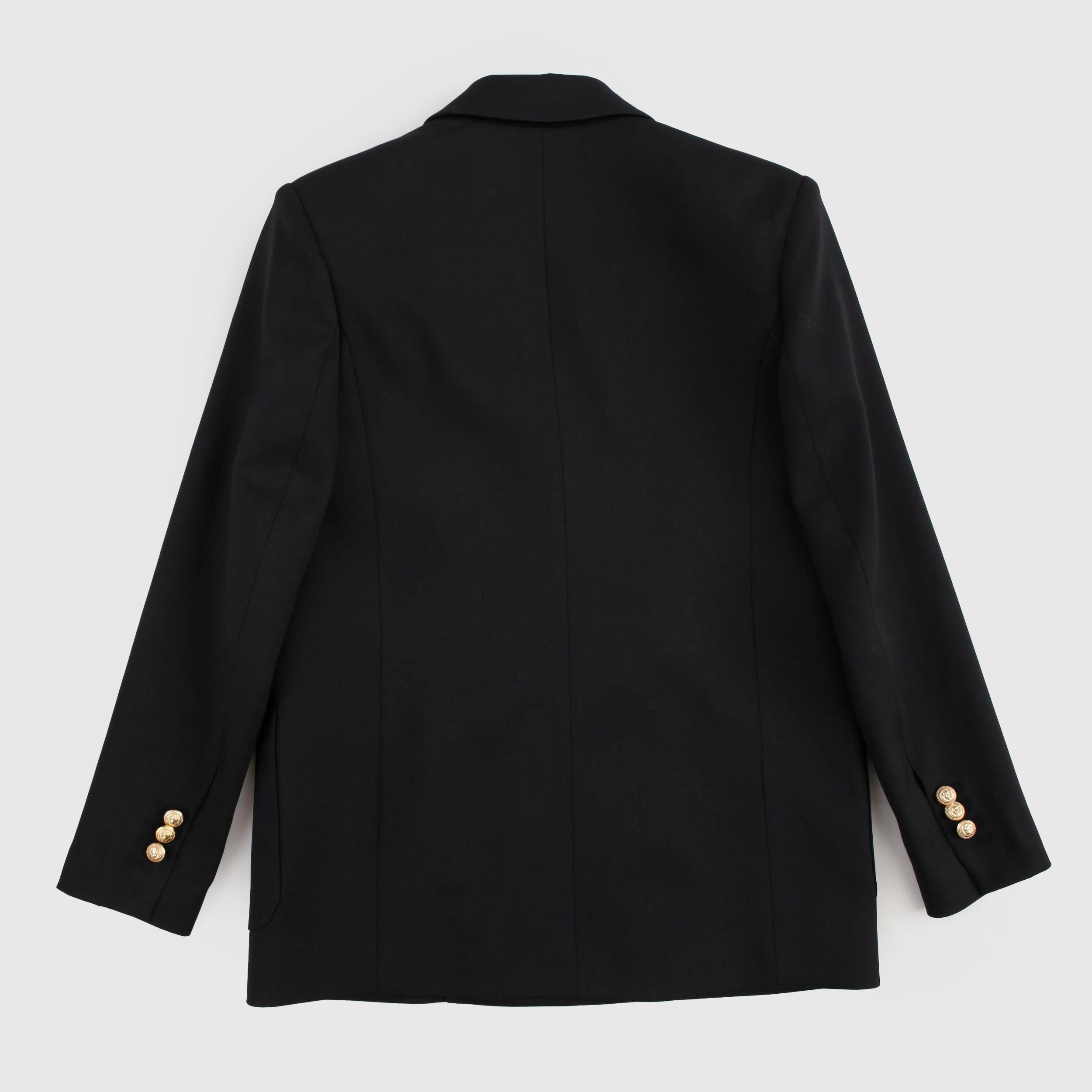 Black Double-breasted Jacket with Gold Buttons for Girl By BALMAIN