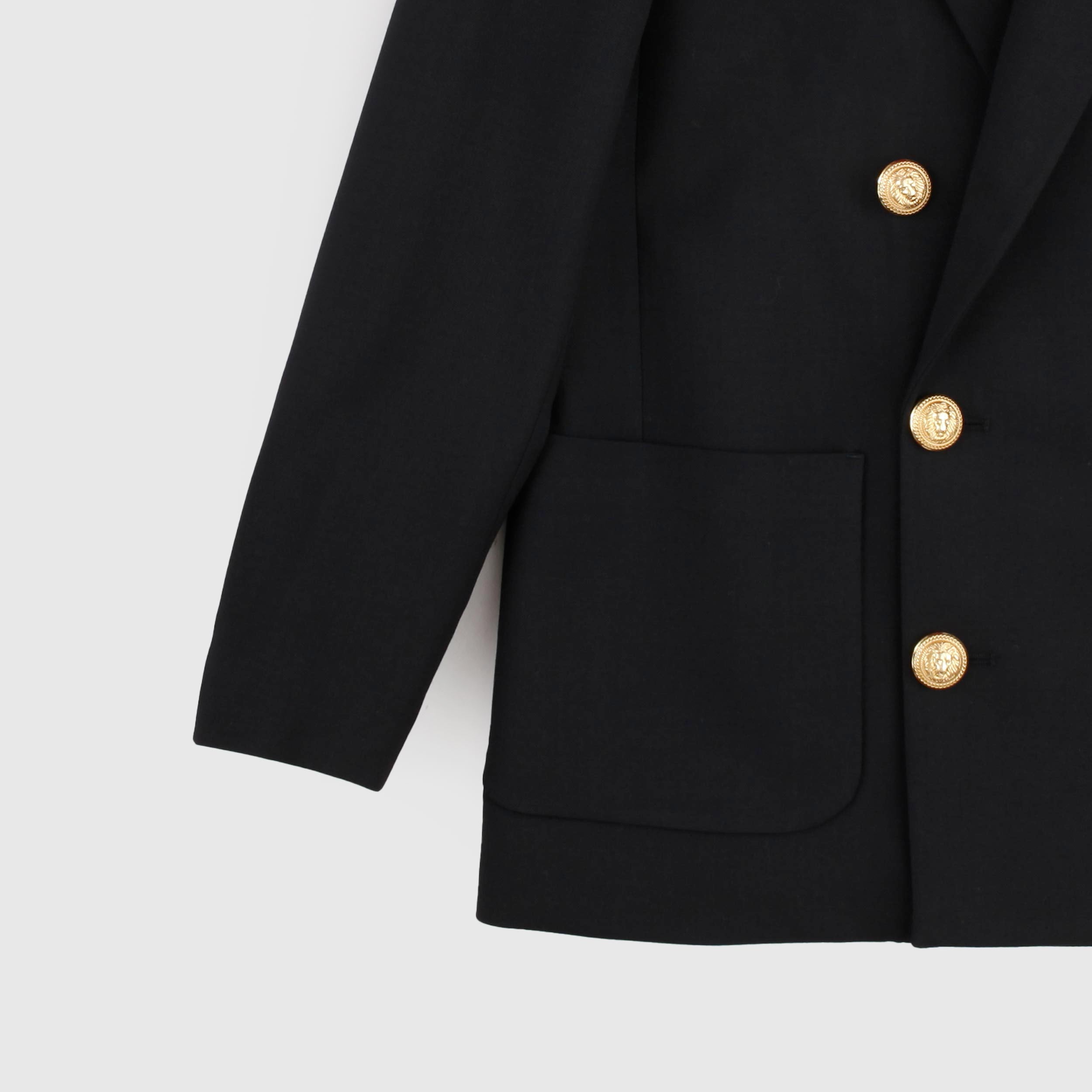 Black Double-breasted Jacket with Gold Buttons for Girl By BALMAIN