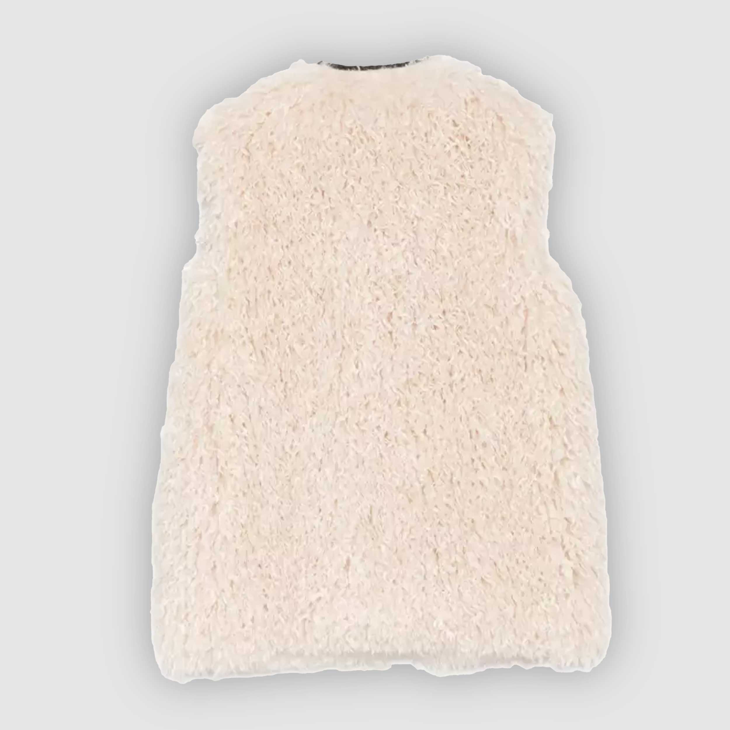 Gilet Color Latte in Texture Riccia per Ragazza by BALMAIN