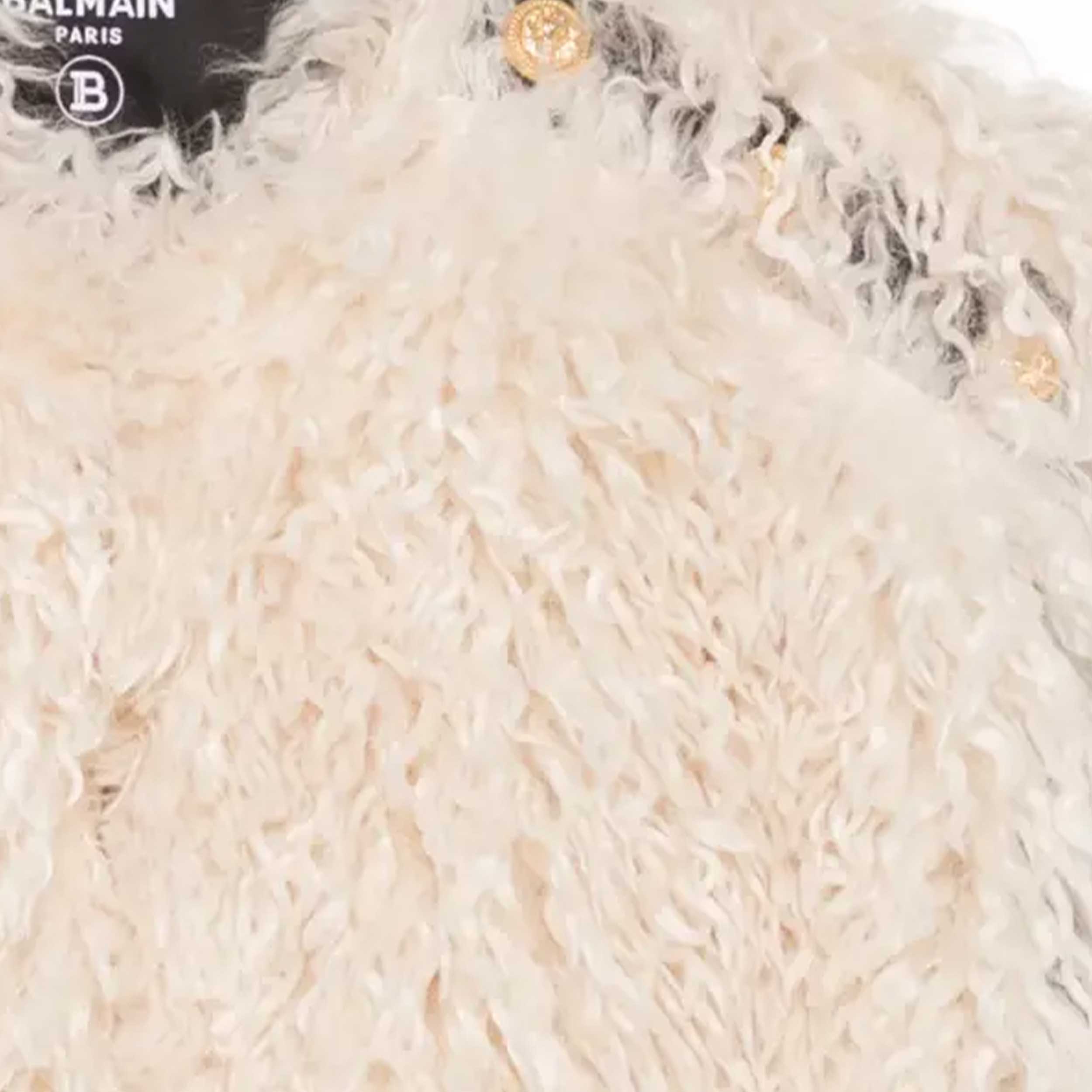 Gilet Color Latte in Texture Riccia per Ragazza by BALMAIN