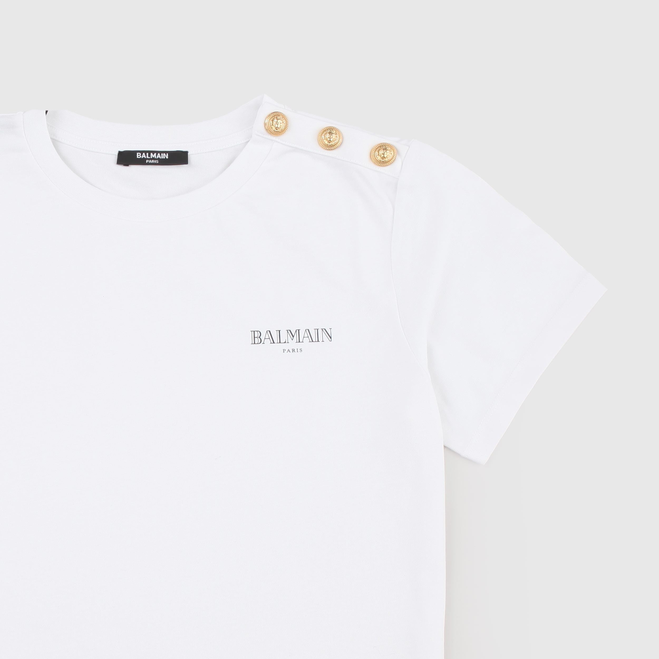 White T-shirt with Black Writing by BALMAIN