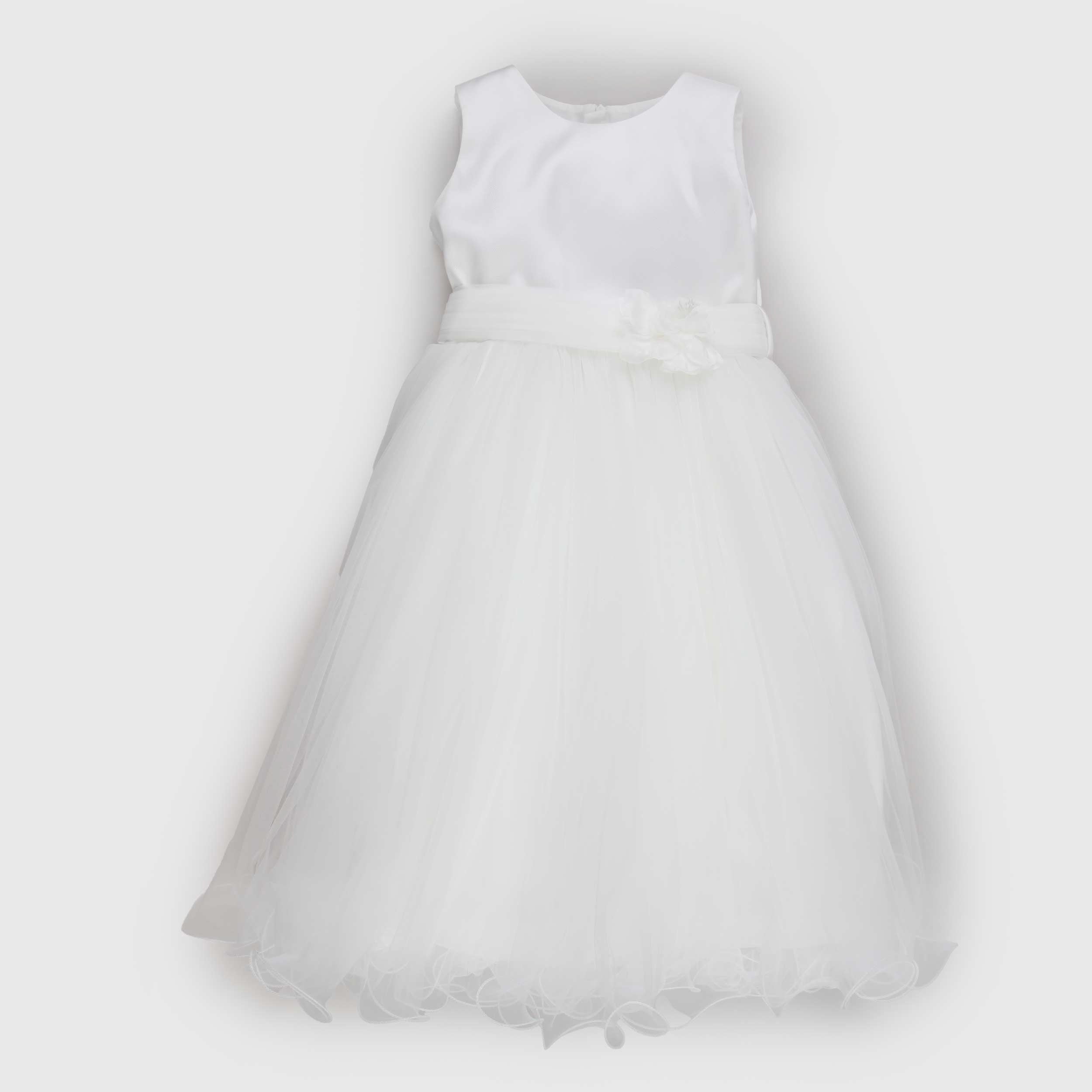 White Dress with Belt and Flower by BELLA BRILLY