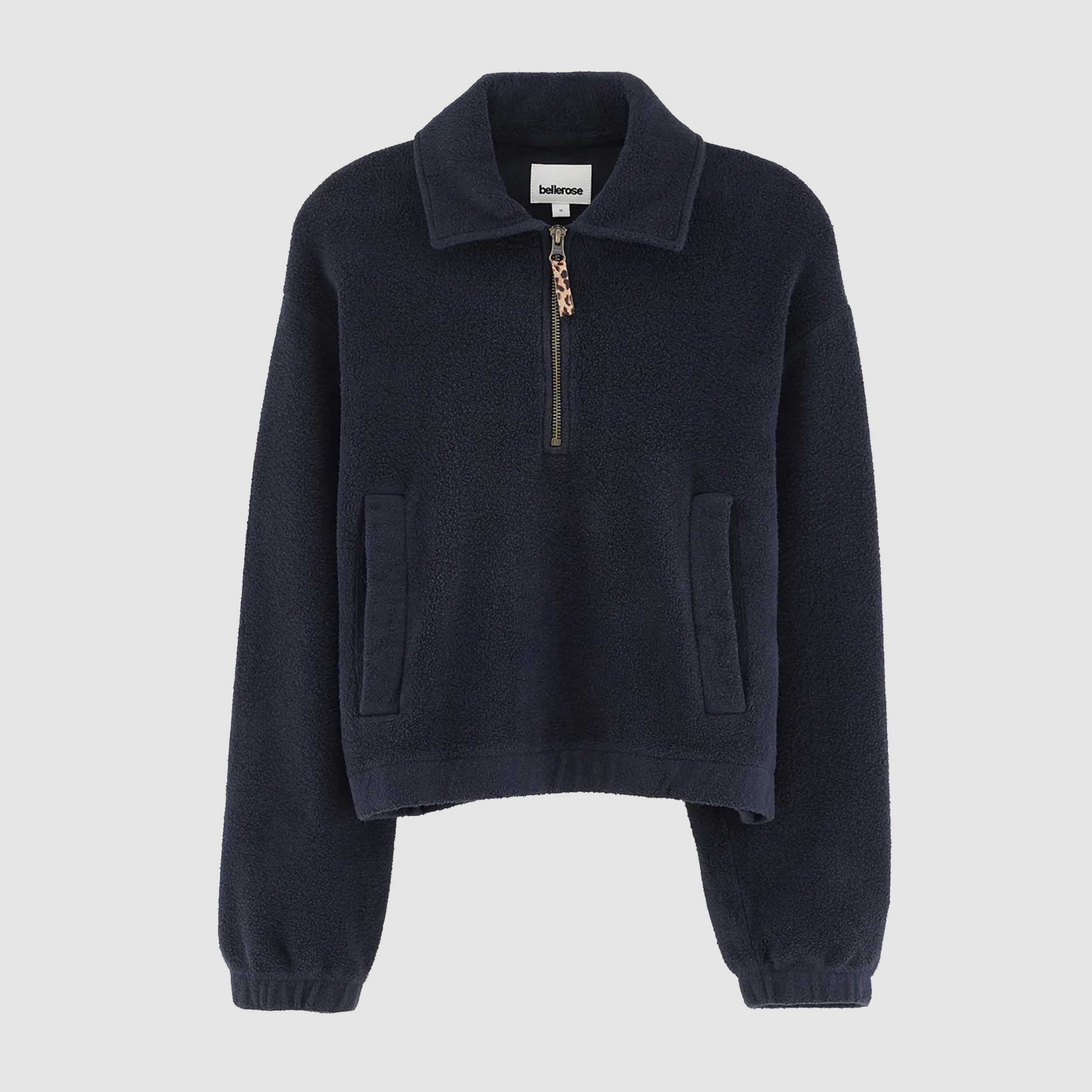 Felpa Modello Polo Blu Navy con Zip per Ragazza by BELLEROSE