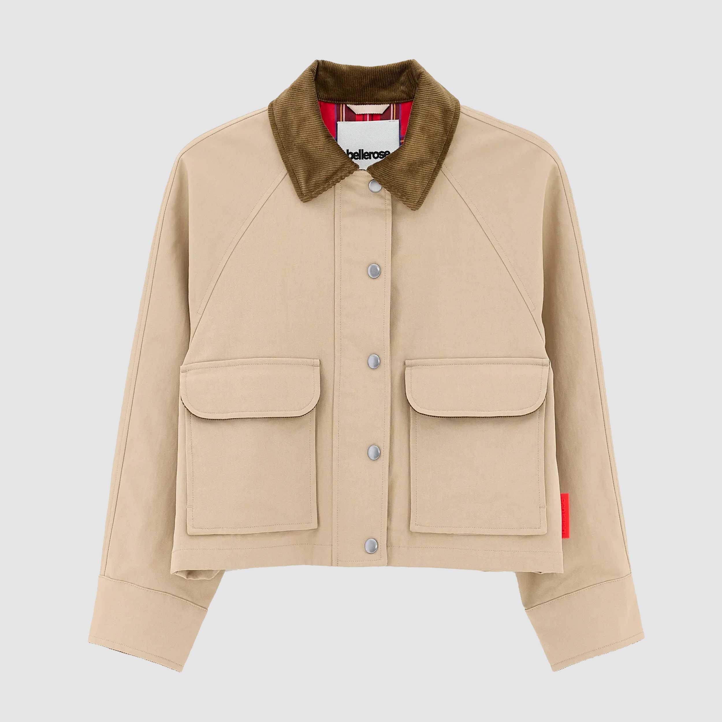 Giubbino Beige con Collo in Velluto Firmato BELLEROSE