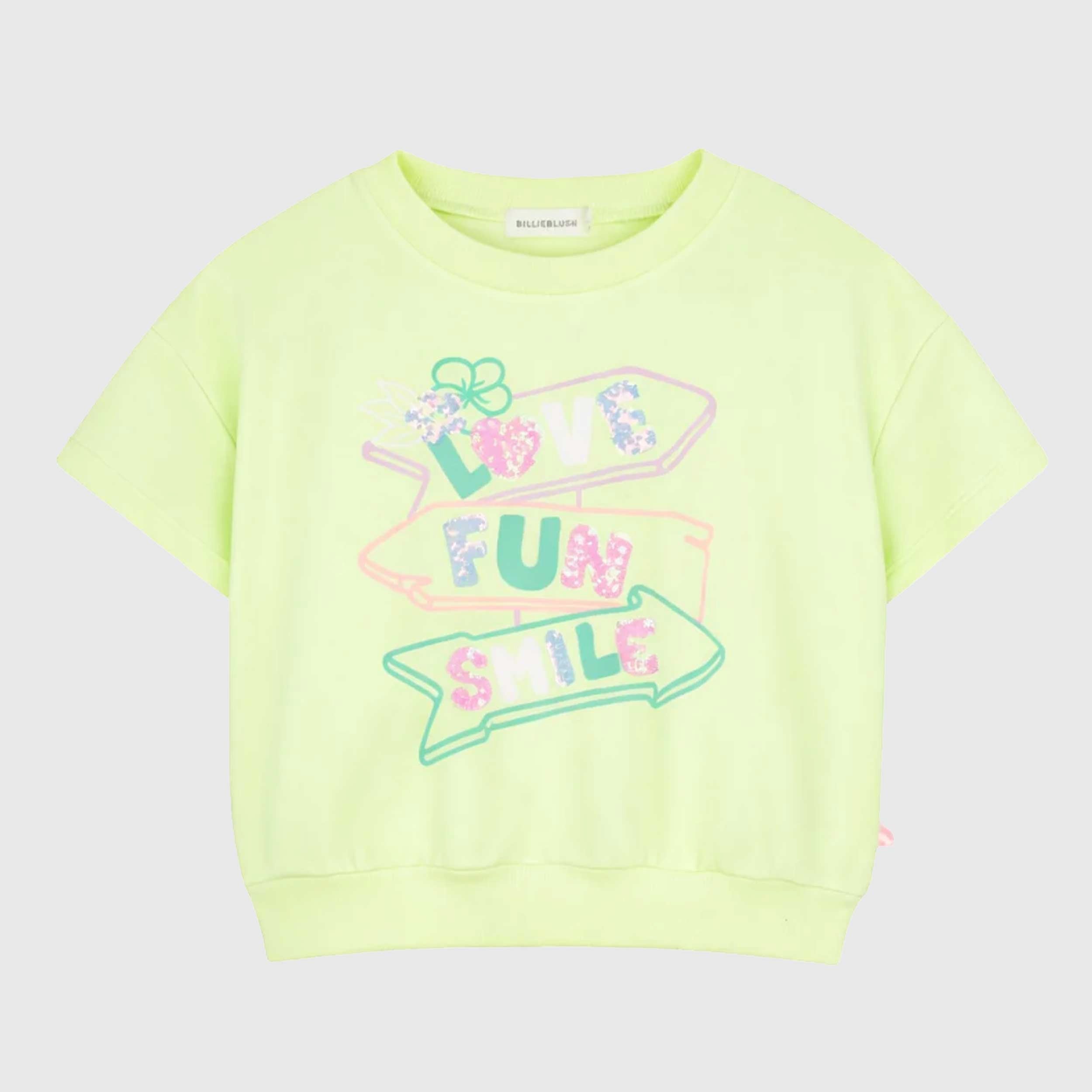 Girls' Yellow Sweatshirt with Signature BILLIEBLUSH Print