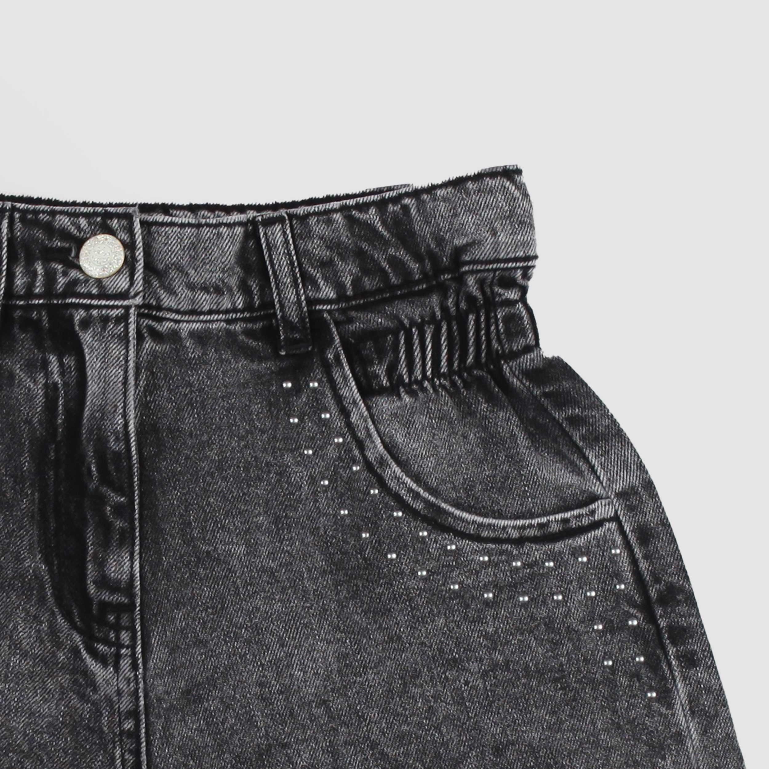 Bermuda Nero con Paillettes Argentate Firmato BILLIEBLUSH