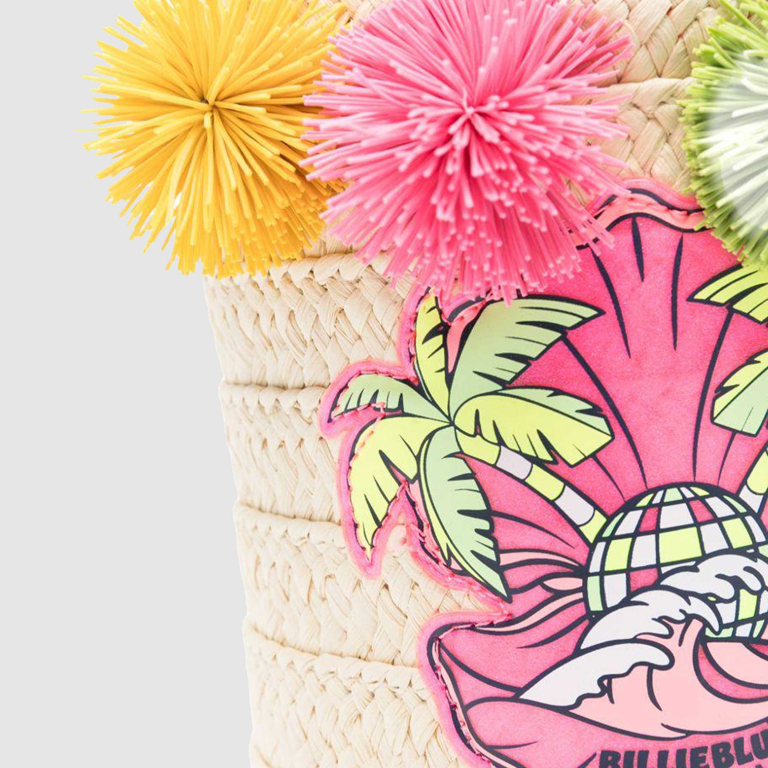 Borsa Beige con Pompon e Stampa Multicolore Firmata BILLIEBLUSH