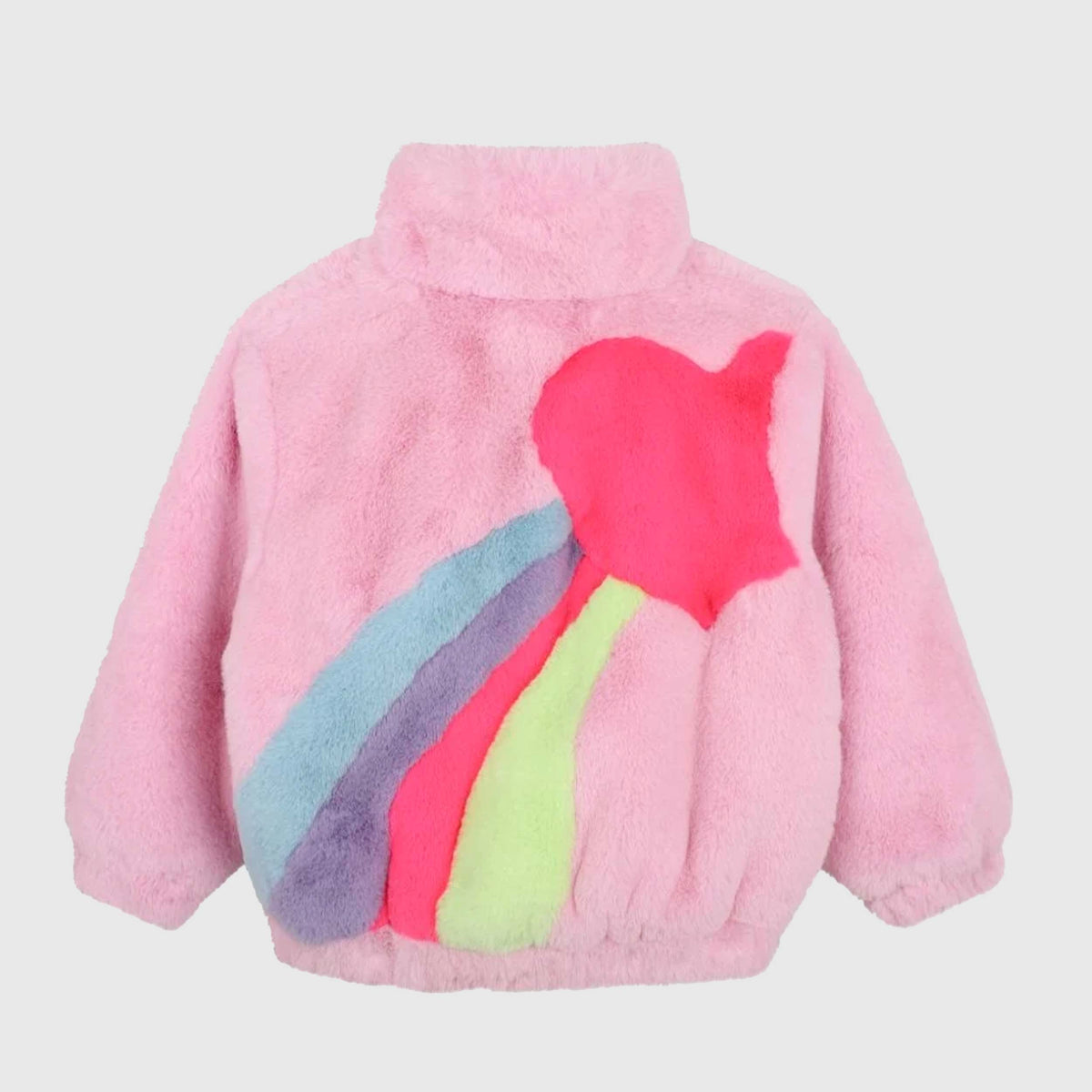 Pelliccia Rosa con Applicazione Arcobaleno per Bambina BILLIEBLUSH