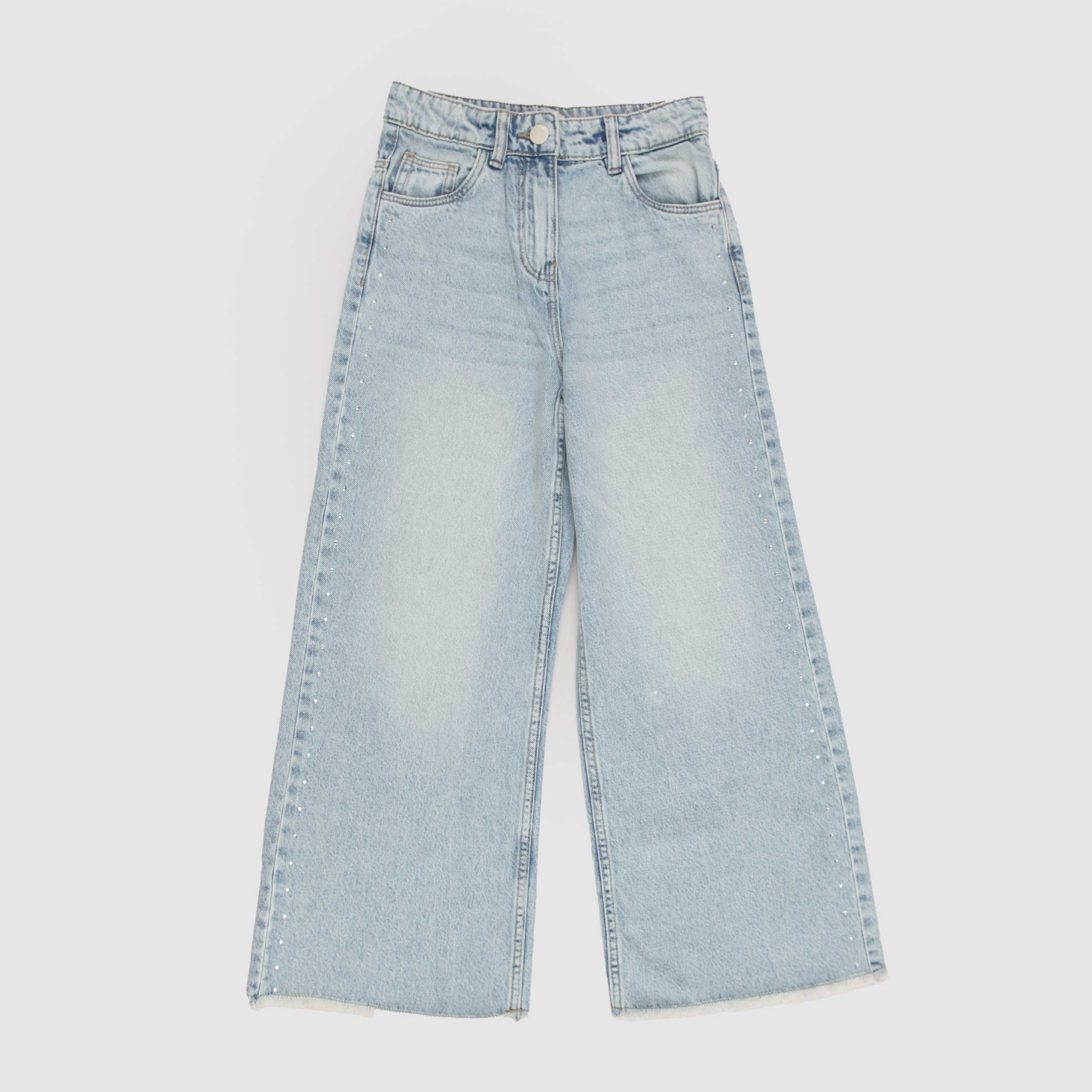 Jeans Celeste con Strass Argentati Firmato BILLIEBLUSH