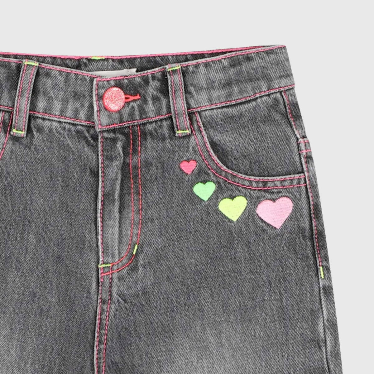 Jeans Grigi in Denim con Cuori per Bambina BILLIEBLUSH