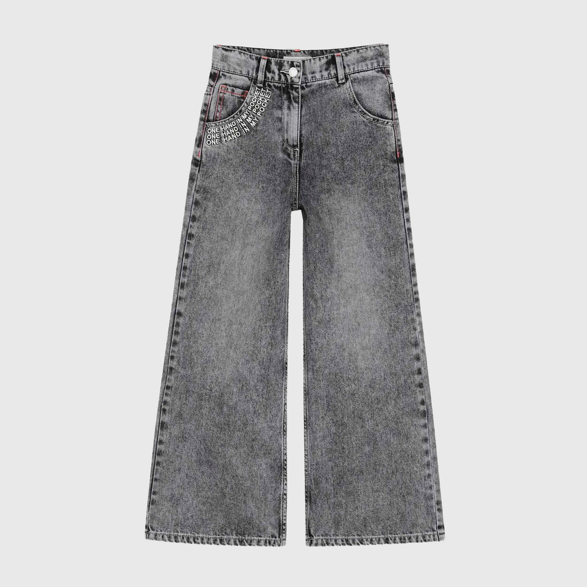 BILLIEBLUSH Grey Wide Leg Denim Jeans for Girls