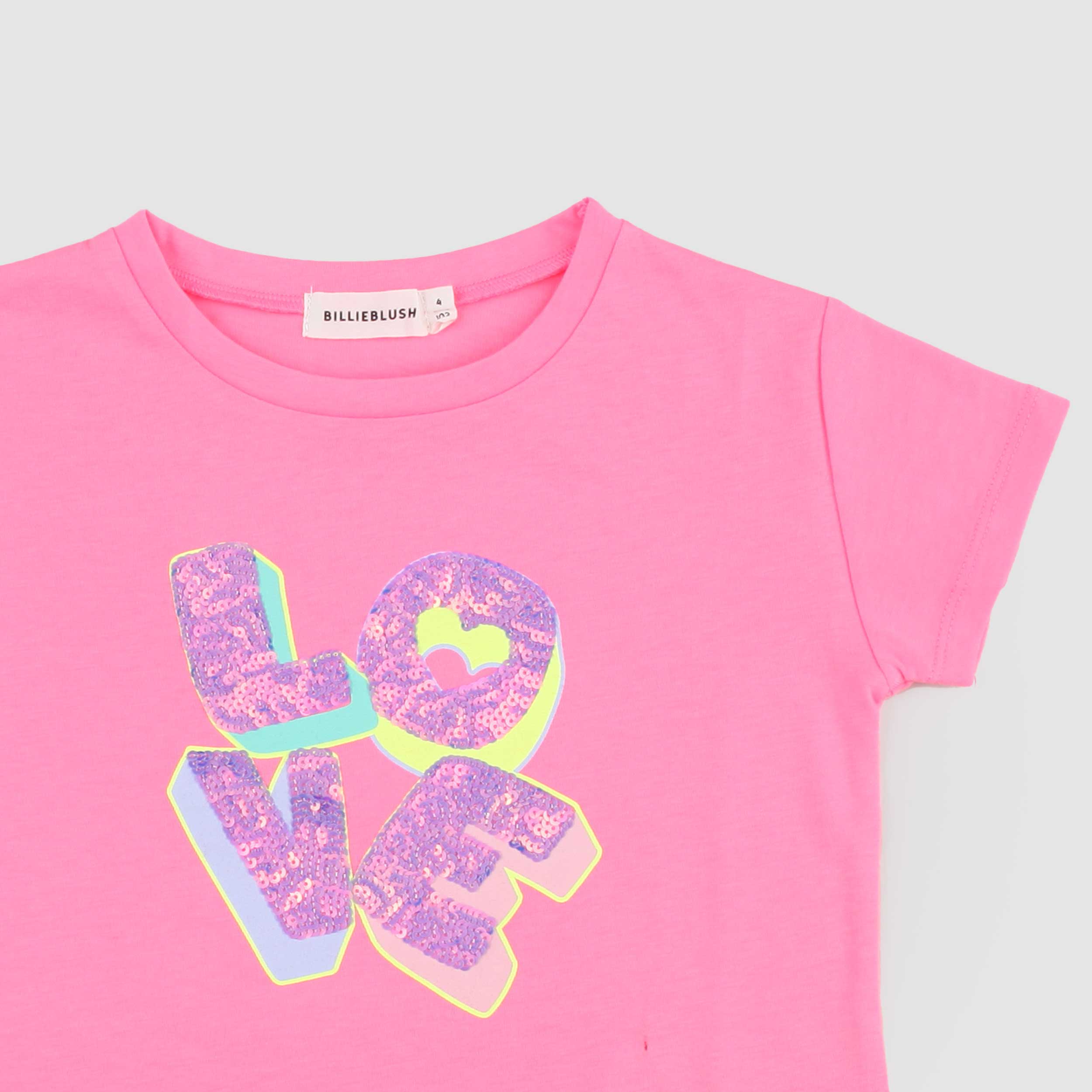 T-shirt Rosa Elasticizzata con Ricamo Firmata BILLIEBLUSH