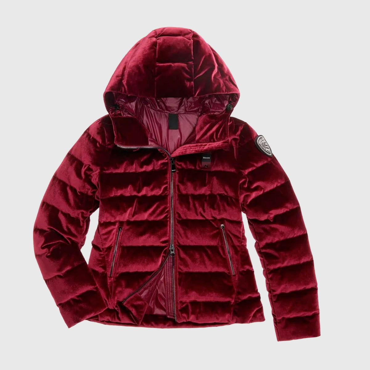 Quilted Bordeaux Velvet Down Jacket for Girl by BLAUER