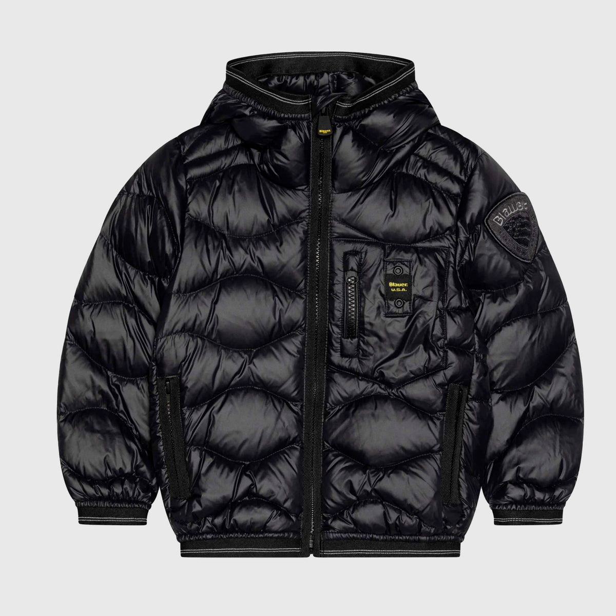 Black Brinton Down Jacket for Boy Signed BLAUER