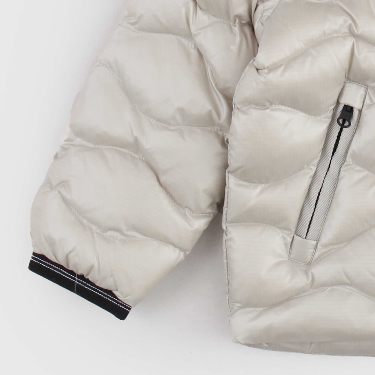 Beige Quilted Down Jacket with Baby Logo by BLAUER