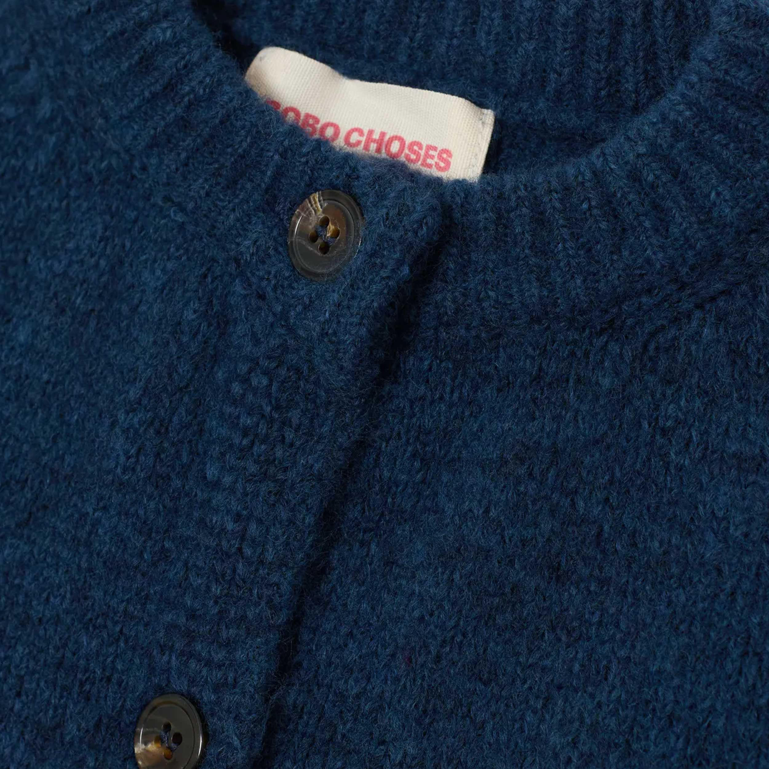 Blue Cardigan with Colorful Embroidery for Girl by BOBO CHOSES