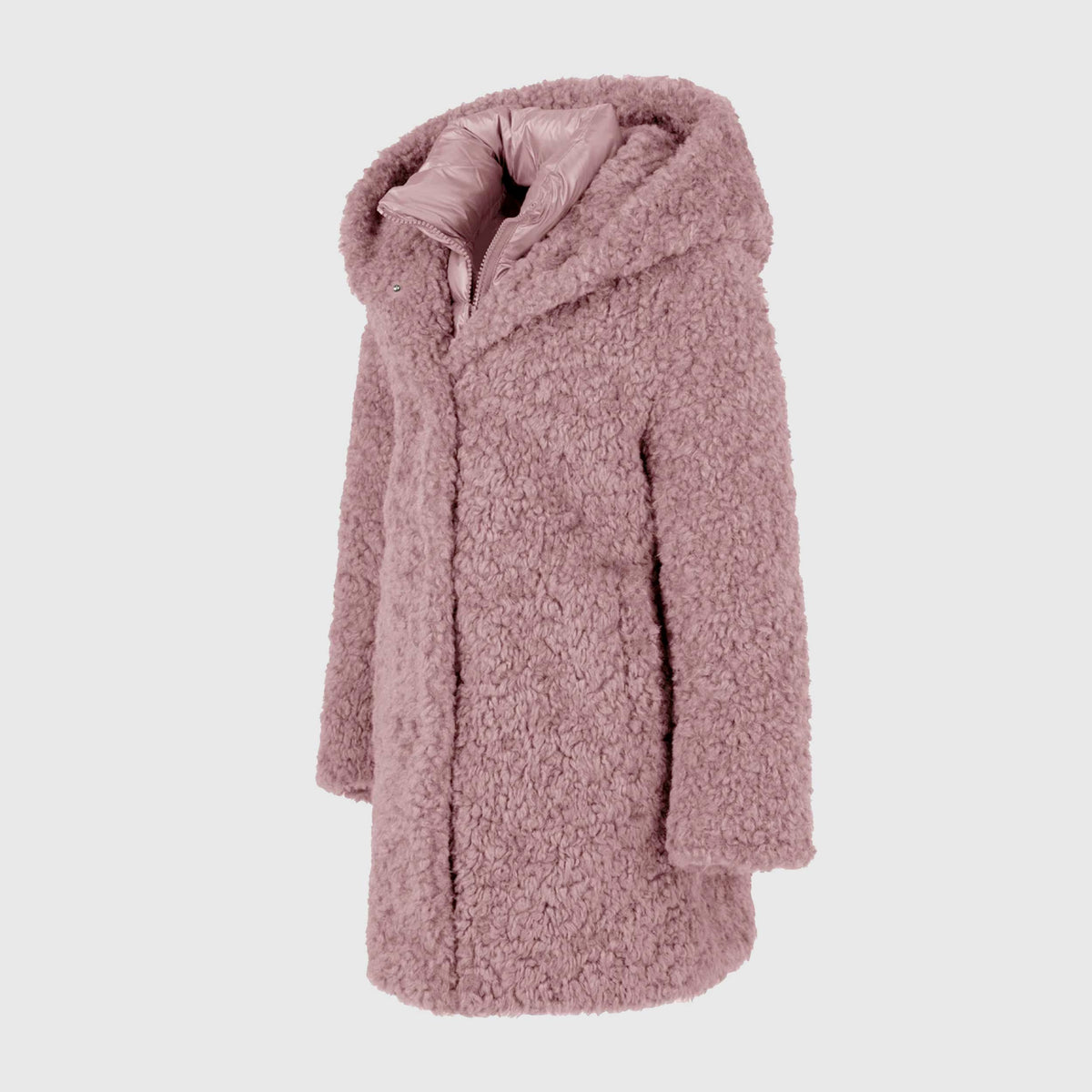 Long Pink Sherpa Coat for Girl by BOMBOOGIE