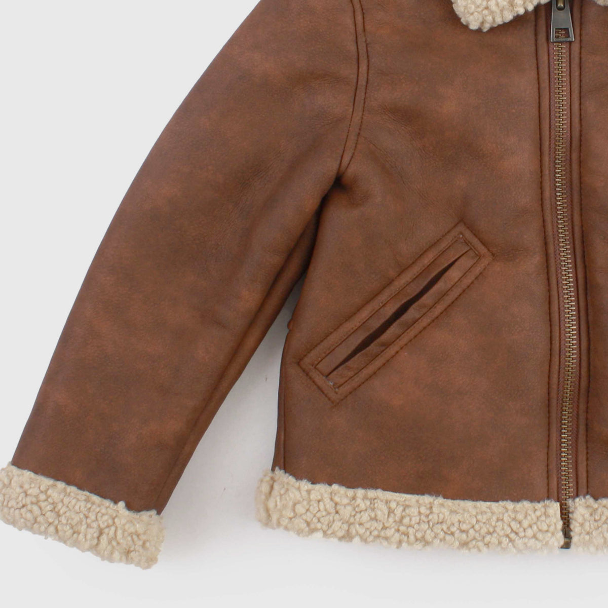 Brown Aviator Jacket in Eco Pelle by BOMBOOGIE