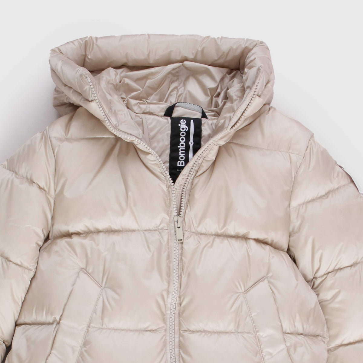 Bomboogie Quilted Beige Down Jacket with Pockets for Girls