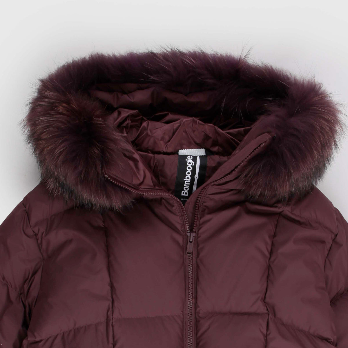 Piumino Bordeaux con Pelliccia sul Cappuccio per Ragazza BOMBOOGIE