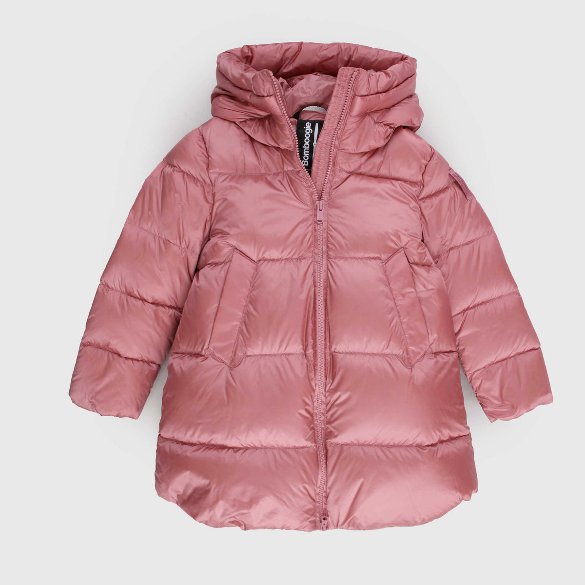 BOMBOOGIE Quilted Pink Down Jacket with Pockets for Girls