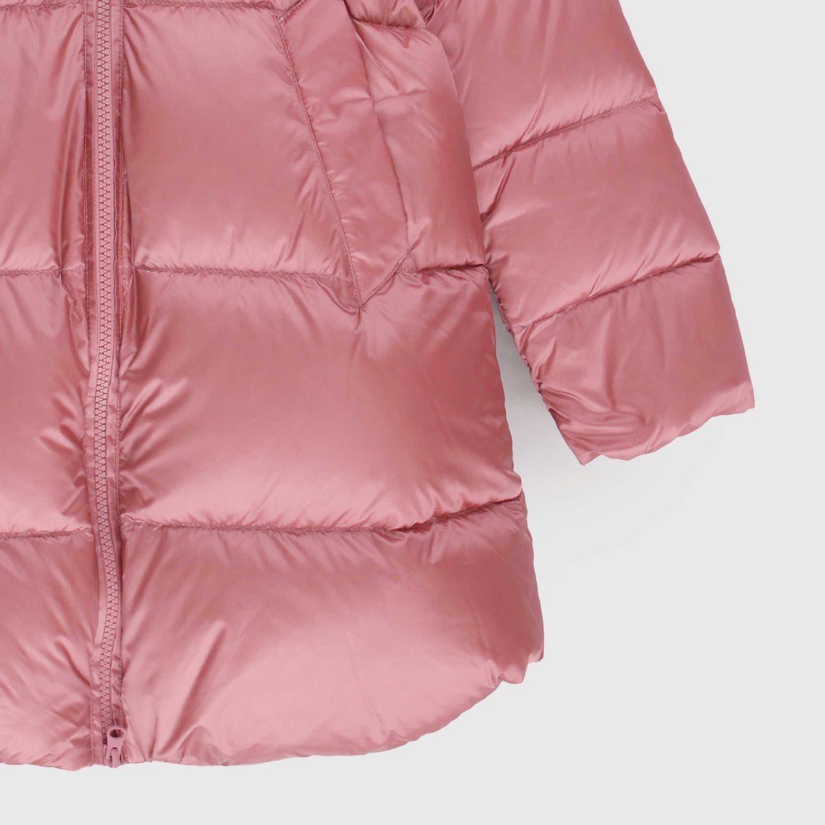 BOMBOOGIE Quilted Pink Down Jacket with Pockets for Girls