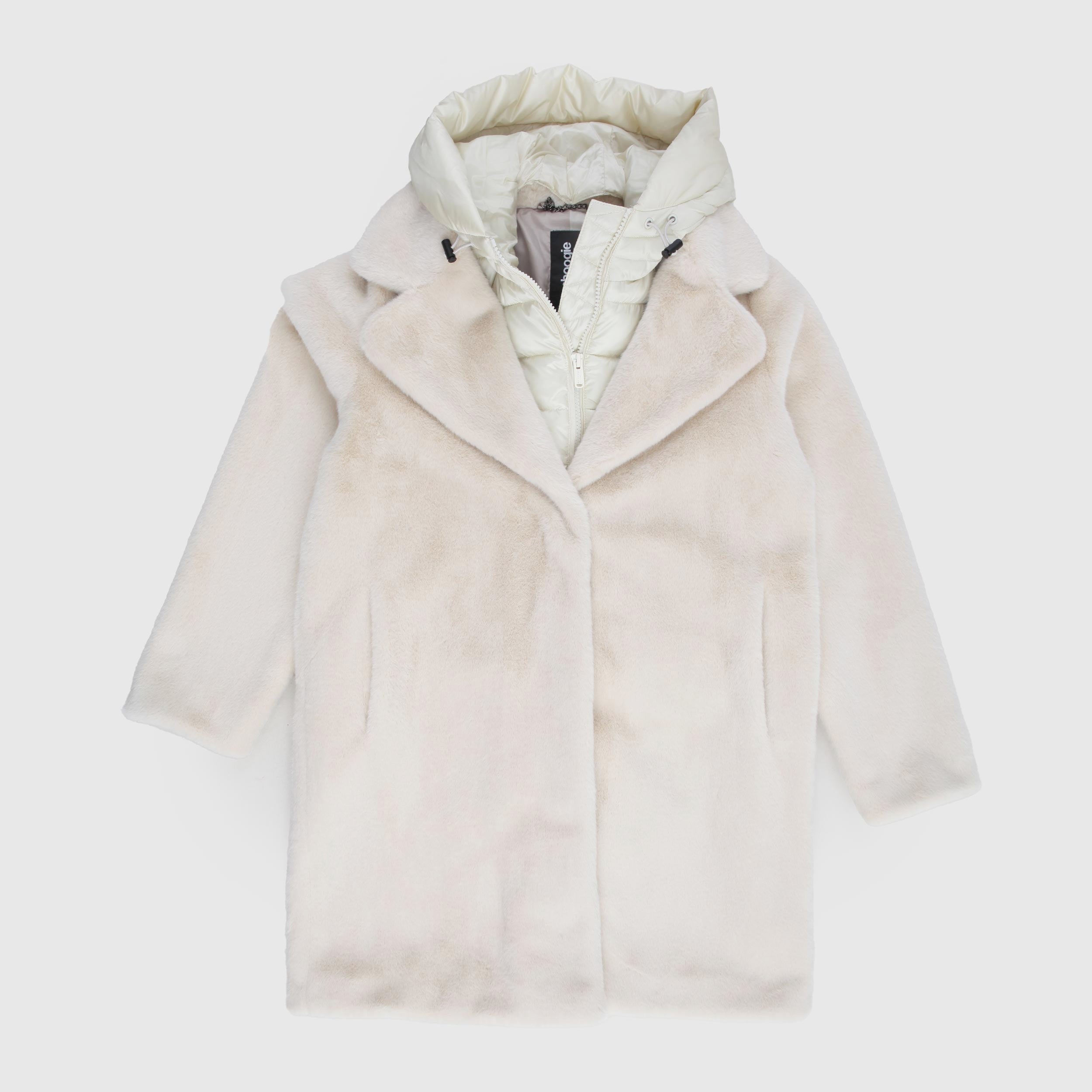 Cappotto Lungo Biege In Pelliccia Sintetica Firmato BOMBOOGIE