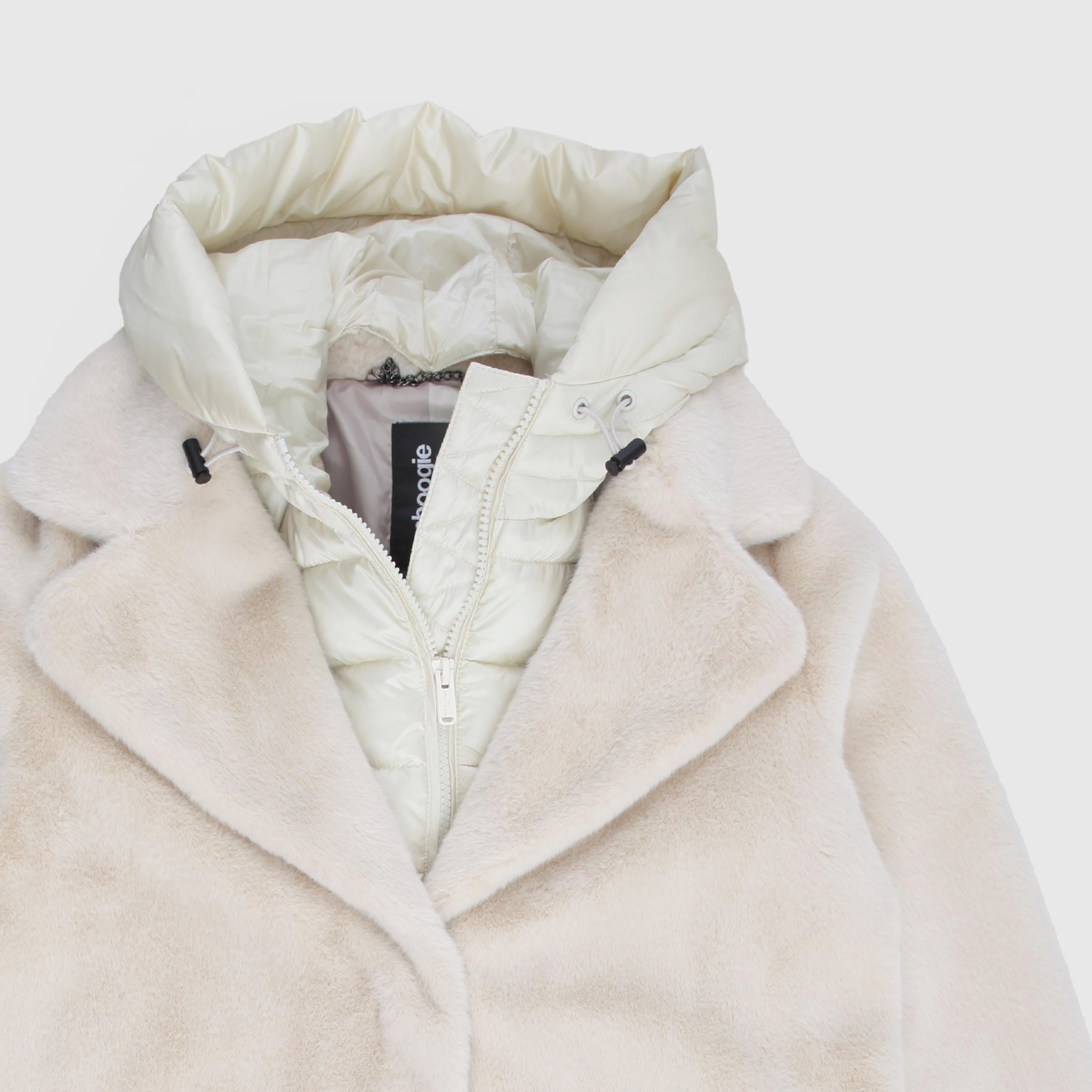 Cappotto Lungo Biege In Pelliccia Sintetica Firmato BOMBOOGIE