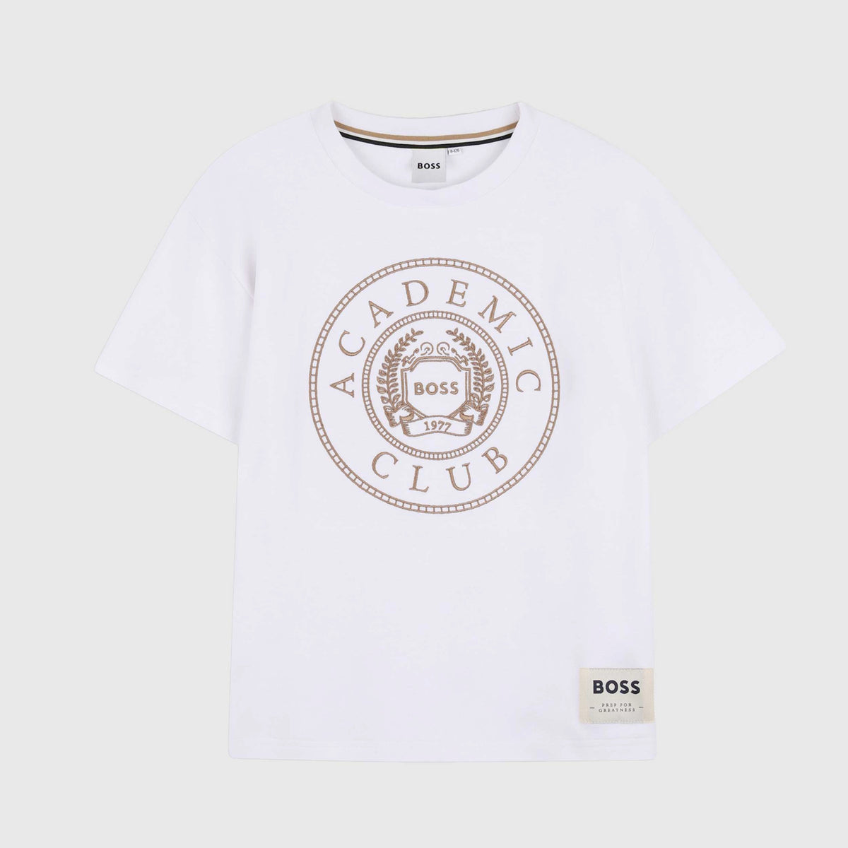 T-shirt Bianca con Ricamo a Contrasto per Ragazzi BOSS